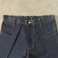 Kraftwork Uniform Raw Indigo Denim Cross Hatch Slub Baggy Shorts