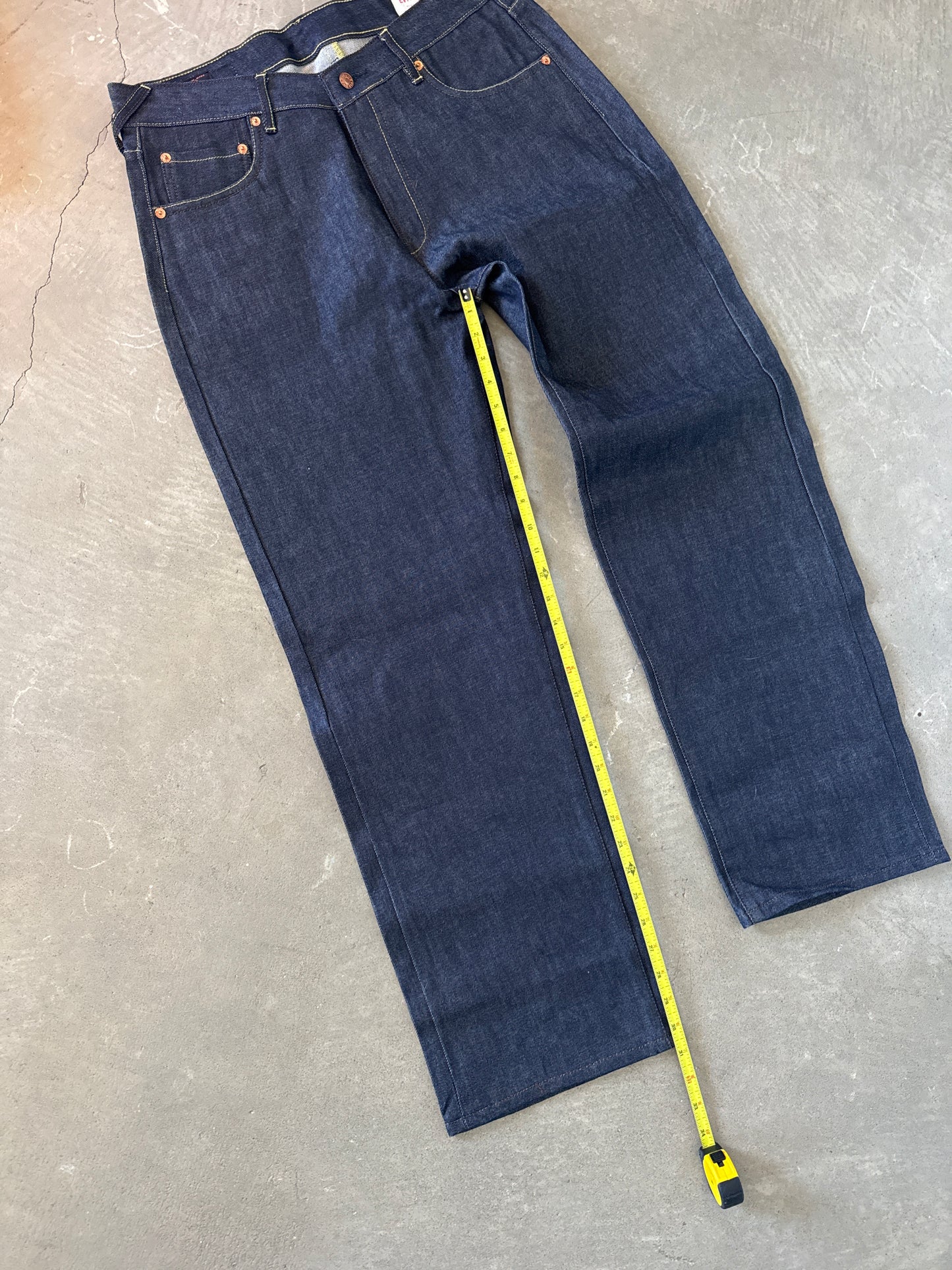 Evisu Embroidered Japanese Yellow Dog Art Salvage Denim Jeans