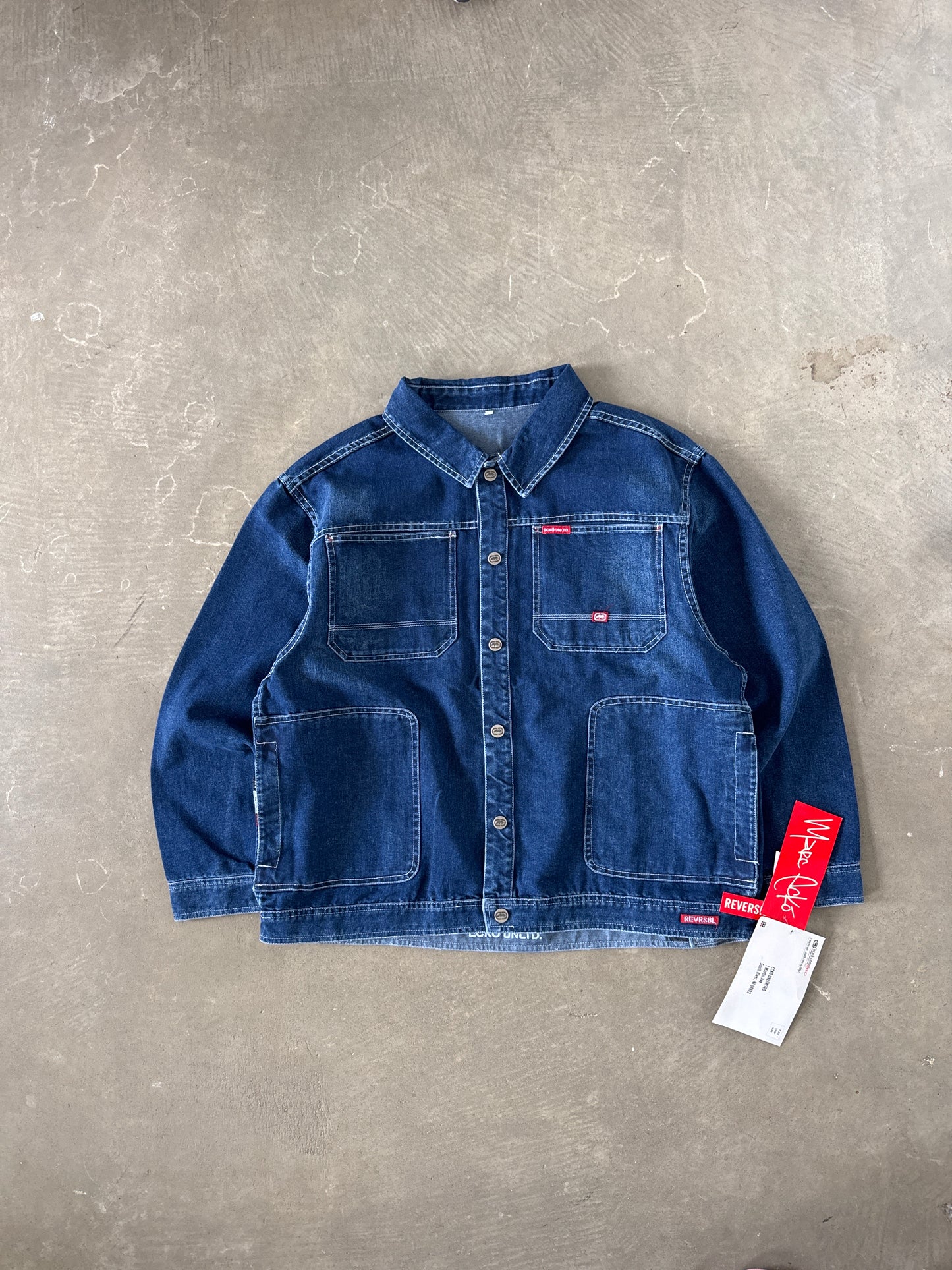 Vintage Y2K Ecko Unltd Reversible Trucker Denim Jean Jacket