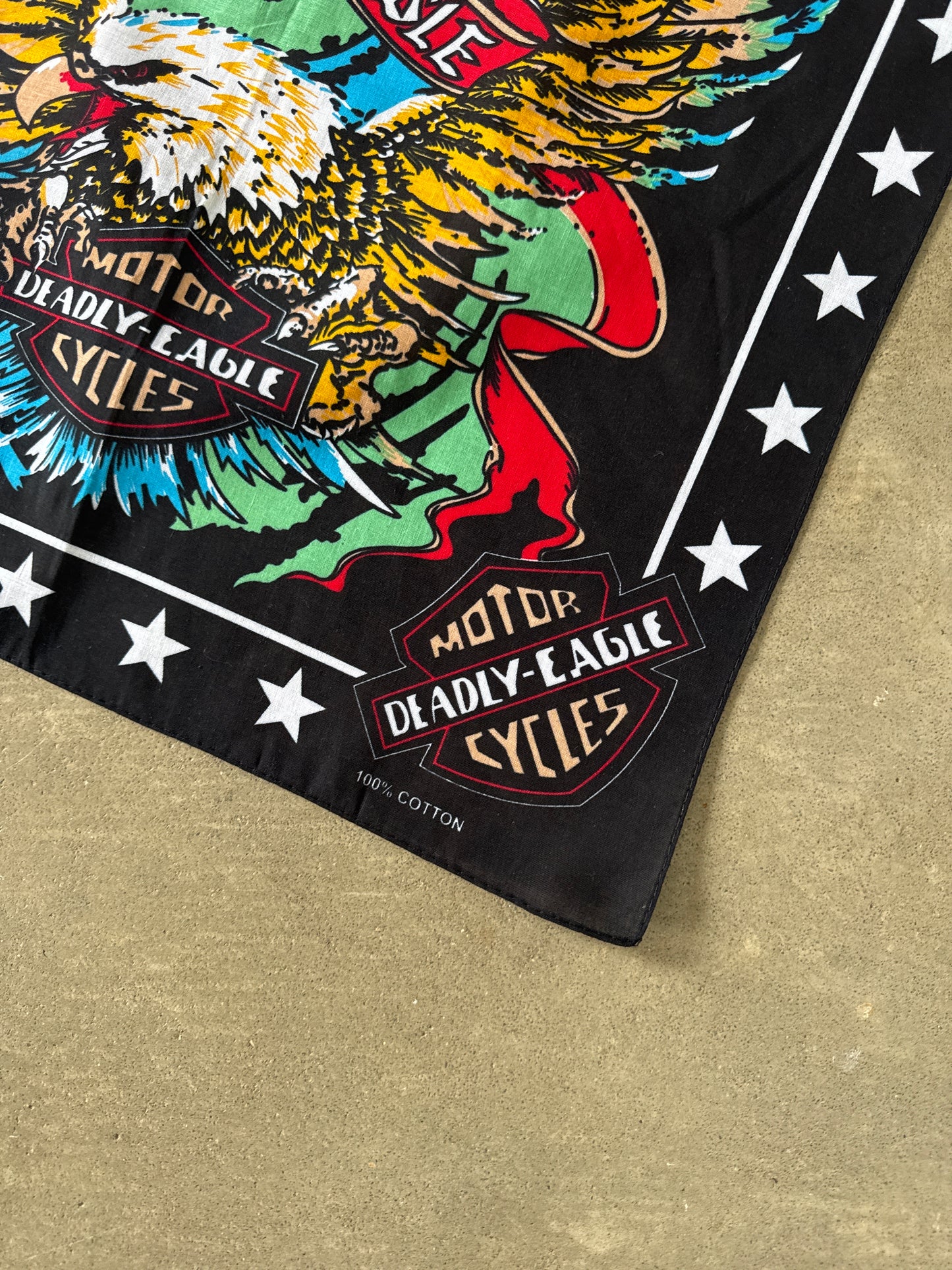 Vintage Harley Davidson Motor Deadly Eagle Cycles Bandana Scarf