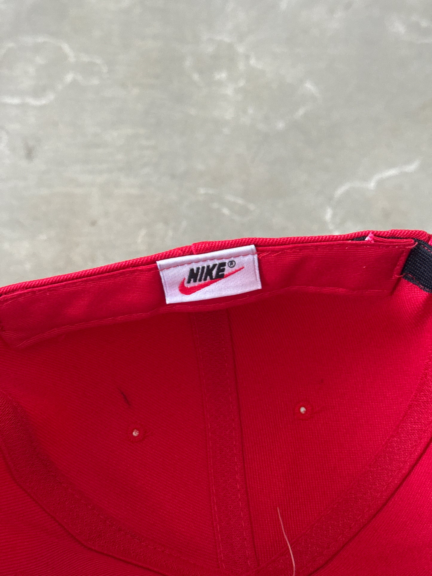 Vintage 90s Nike Logo Red Elastic Fitted Hat