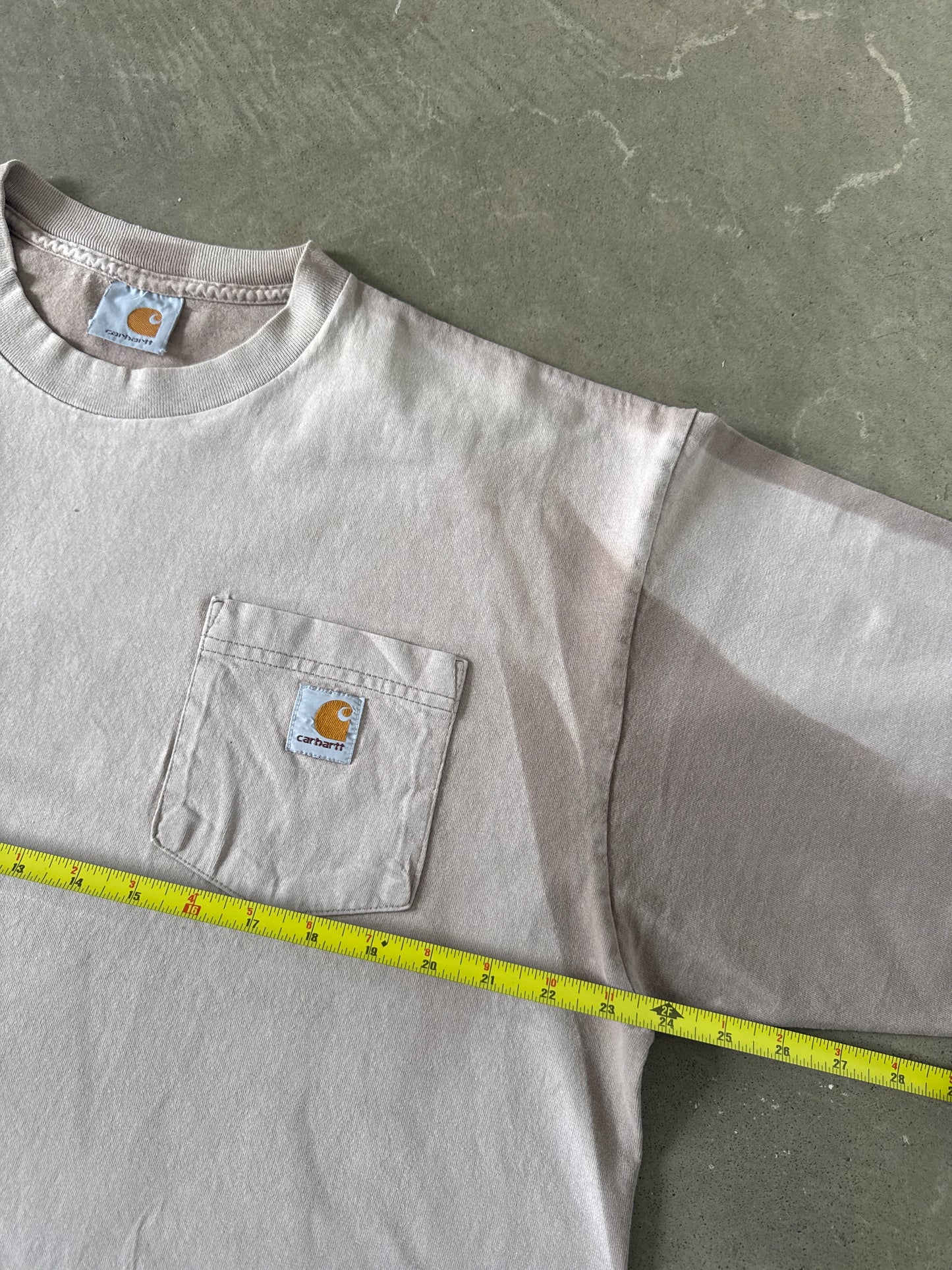 Vintage 90s Carhartt Sun Faded Tan Logo Pocket Tee