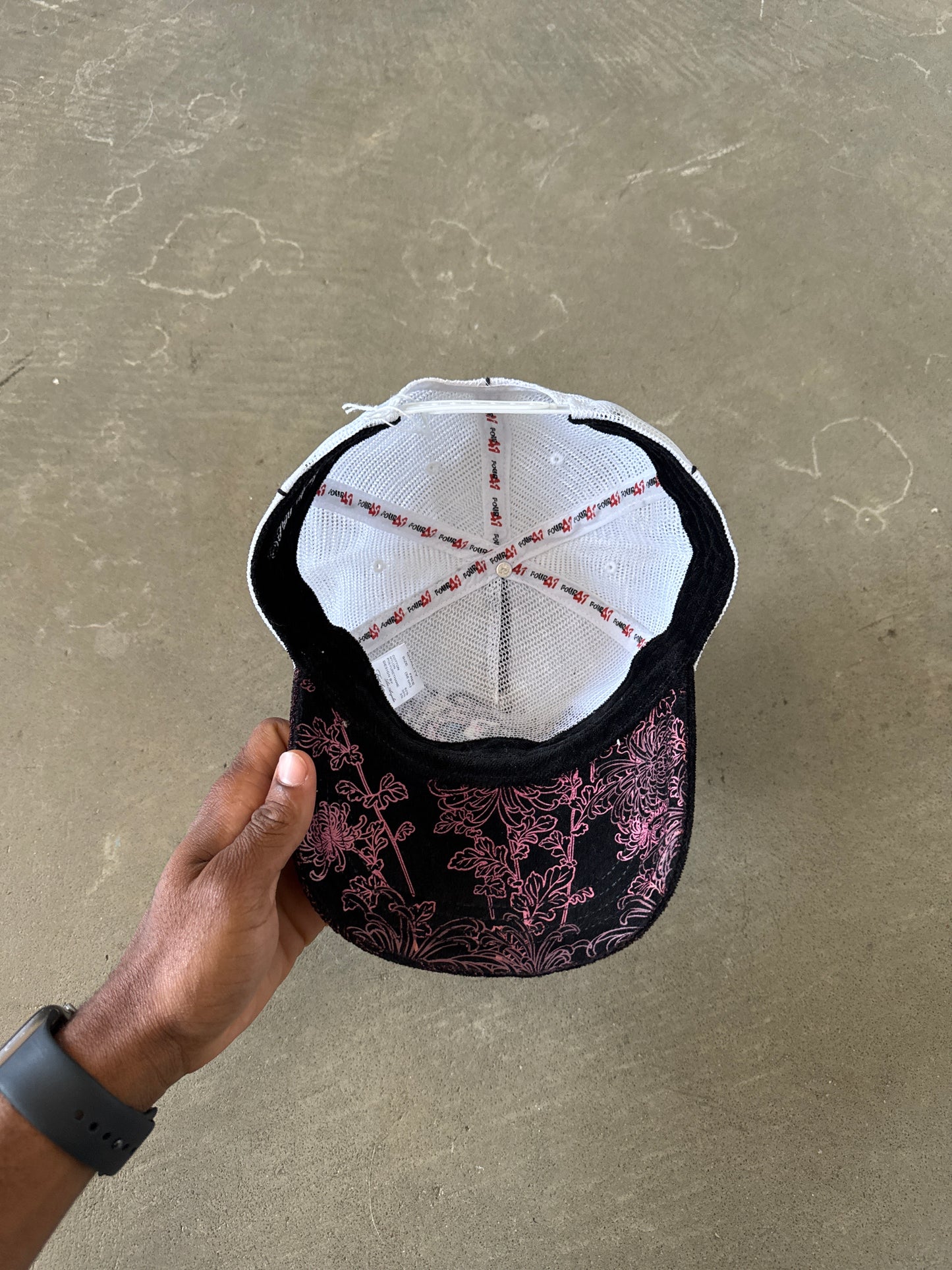 Y2K Four 41 Rhinestone Embroidered Trucker Hat