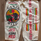 Vintage 1991 La Trenzz Jamaican Ganja Weed Ashui Red Rasta Reggie Hooded Shirt & Shorts Set