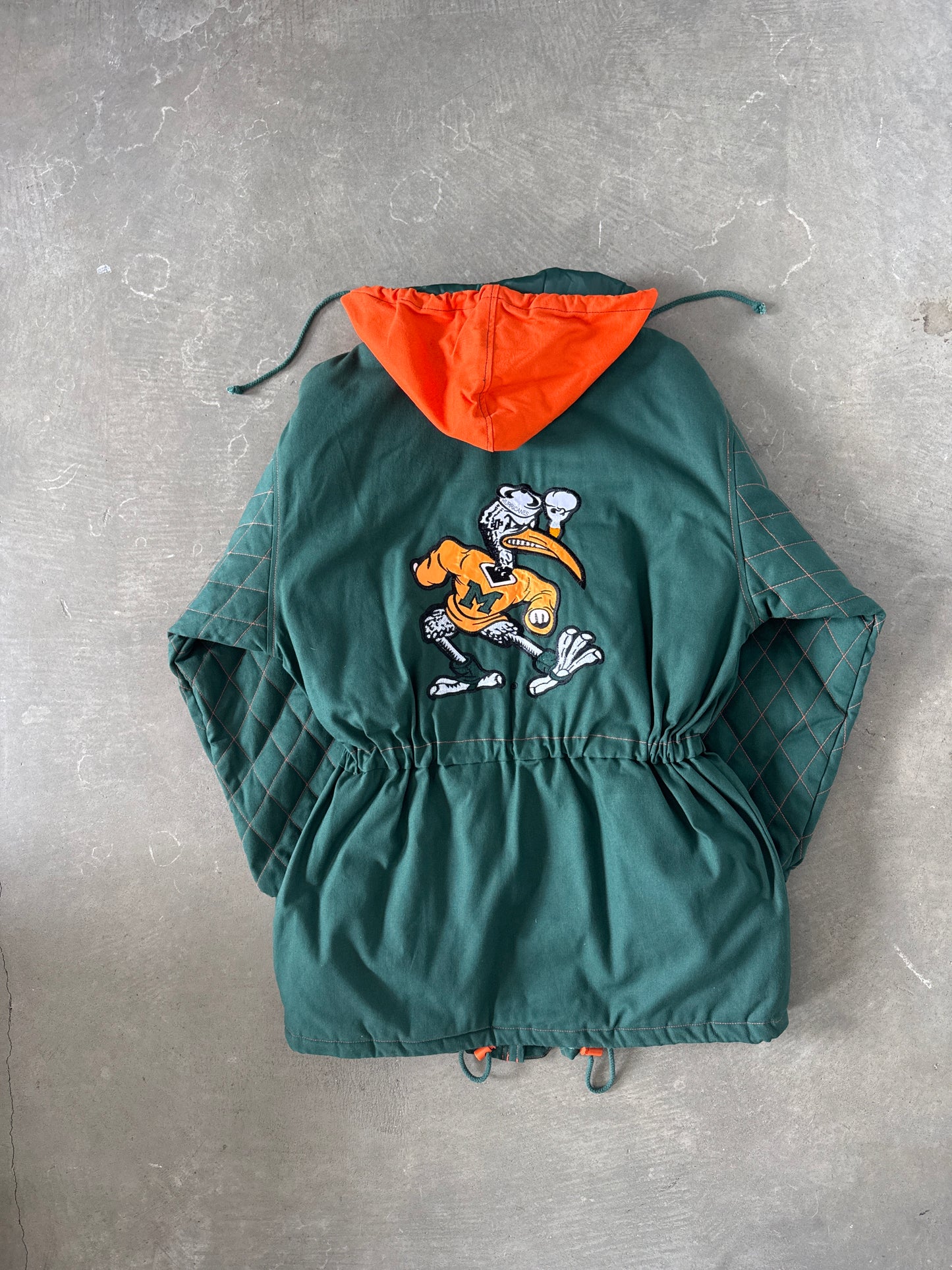 Vintage 90s University Of Miami Hurricanes Stadium Long Coat Jacket