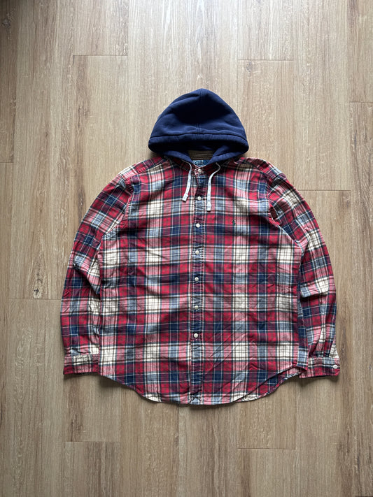 Vintage Polo Ralph Lauren Hooded Cotton Flannel Plaid Button Up