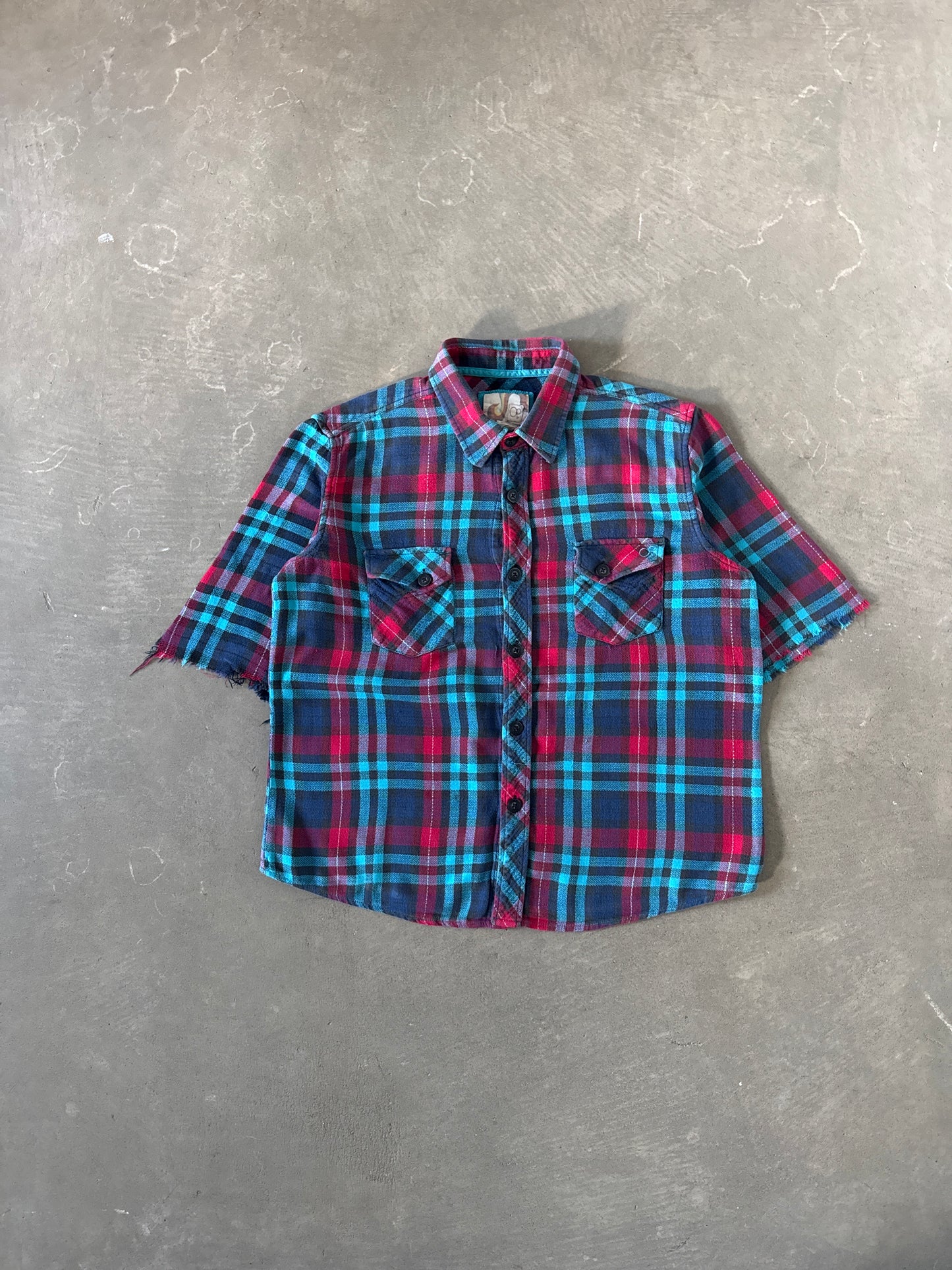Vintage OP Ocean Pacific Plaid Flannel Cut Off Shirt