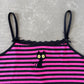 Romwe Women's Y2K Lace Striped Cami Crop Cat Embroidery Tank Top
