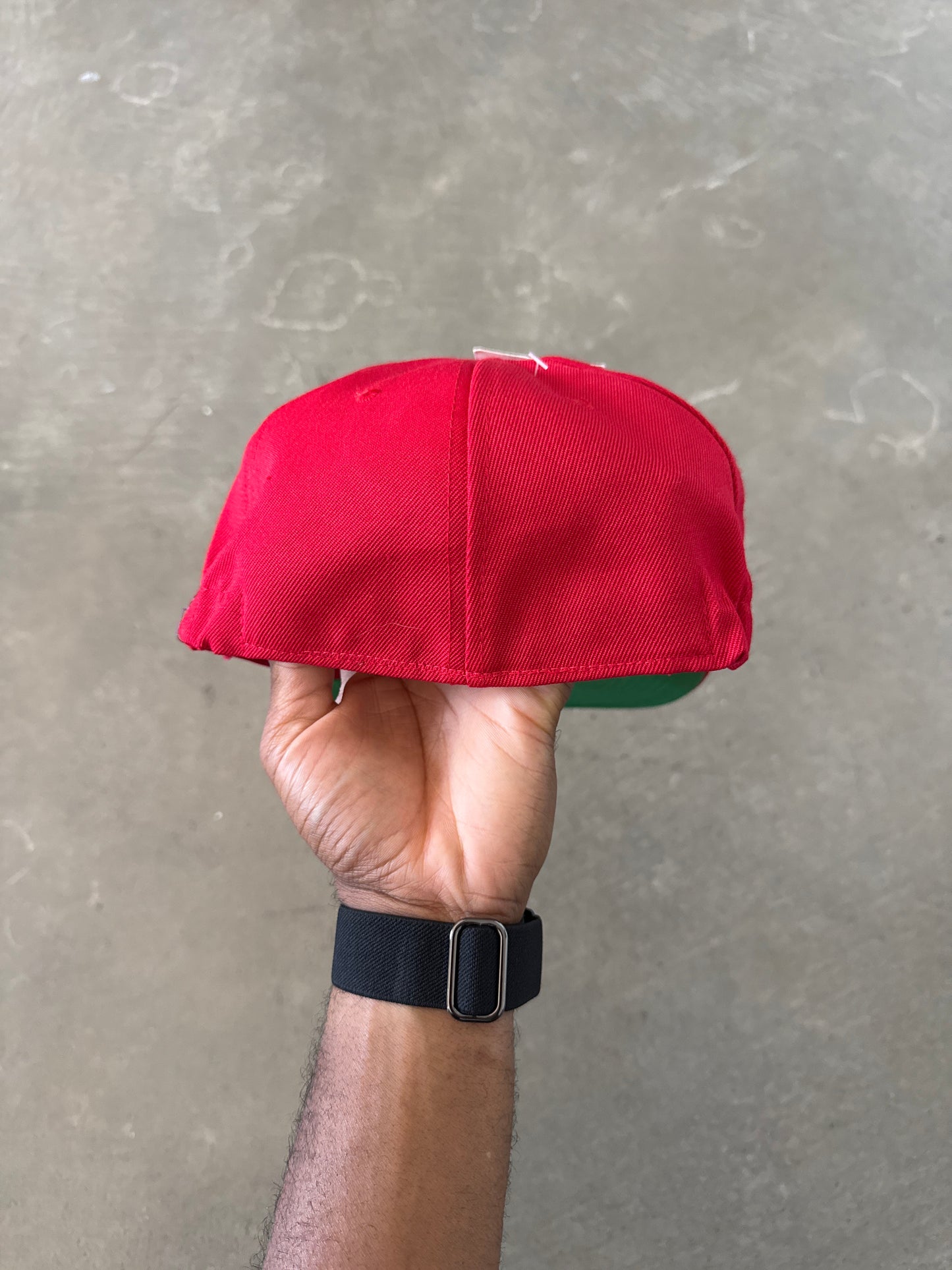 Vintage 90s Nike Logo Red Elastic Fitted Hat