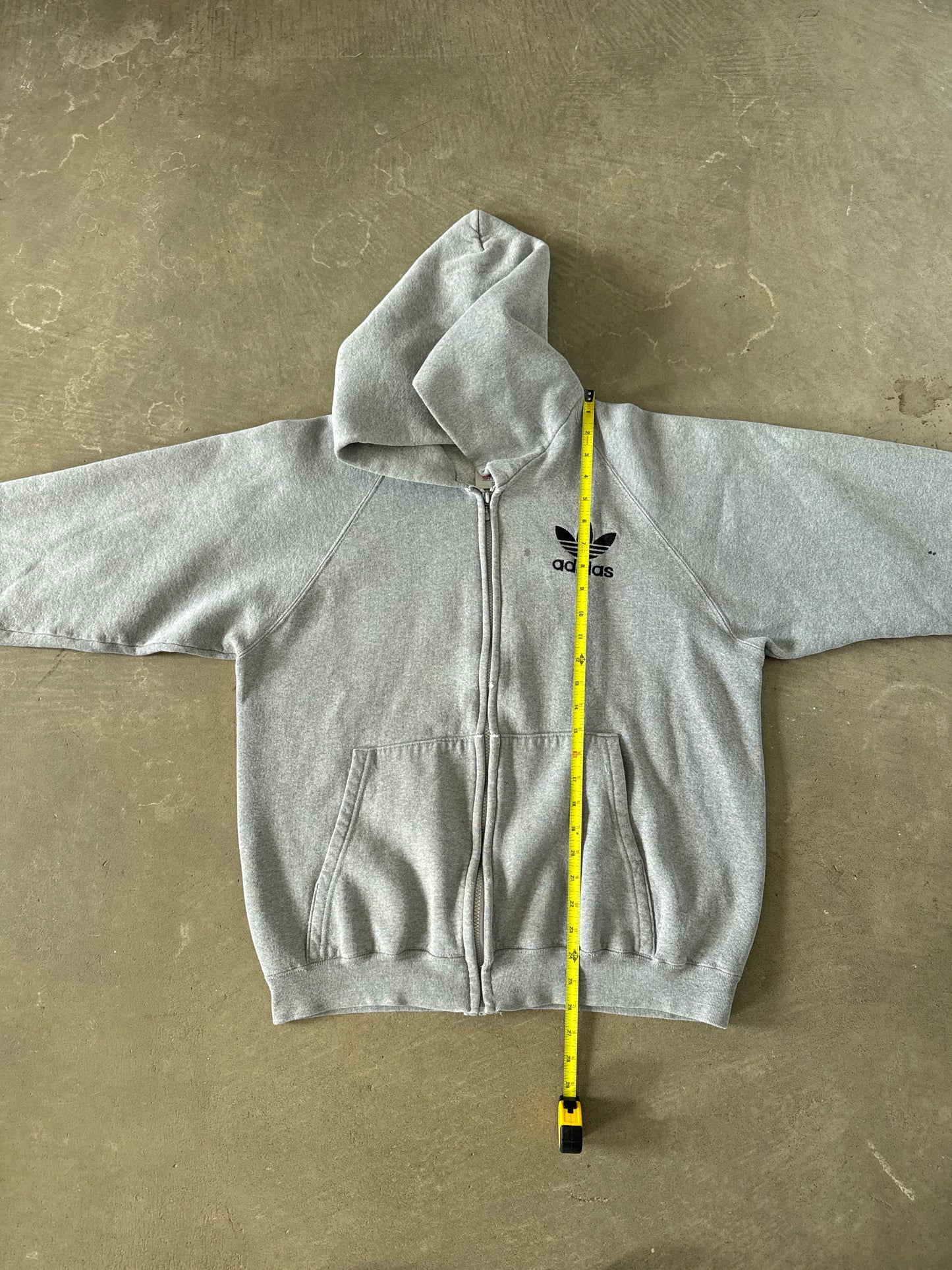 Vintage 90s Adidas Boxy Grey Hooded Zip Up