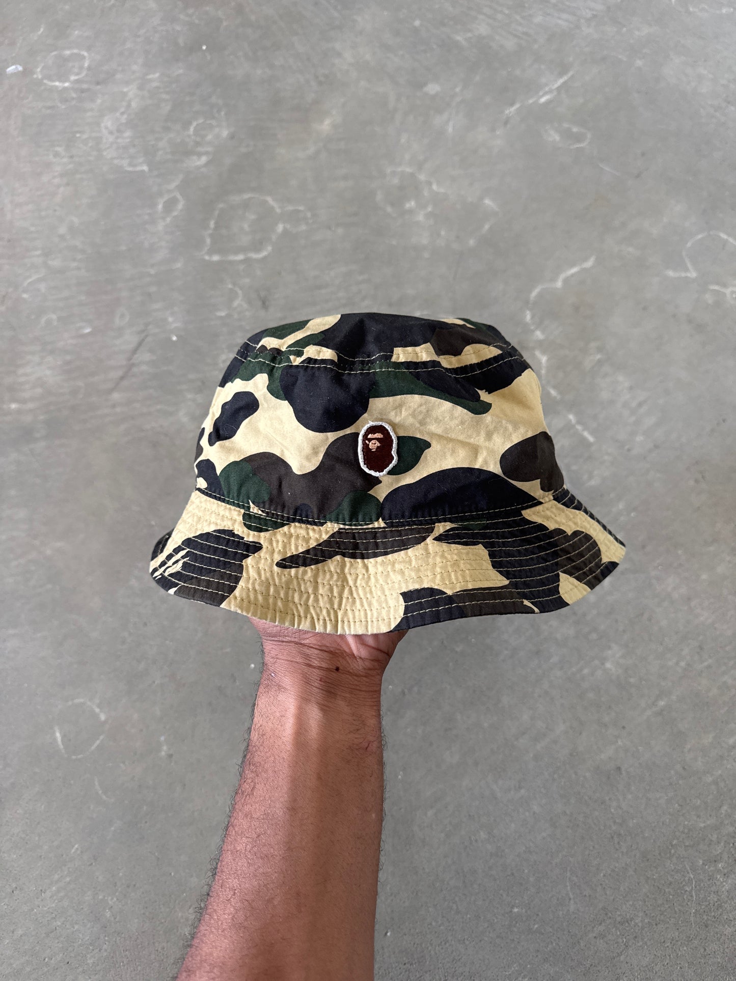 A Bathing Ape Bape 1st Camo Apehead Nylon Crusher Bucket Hat