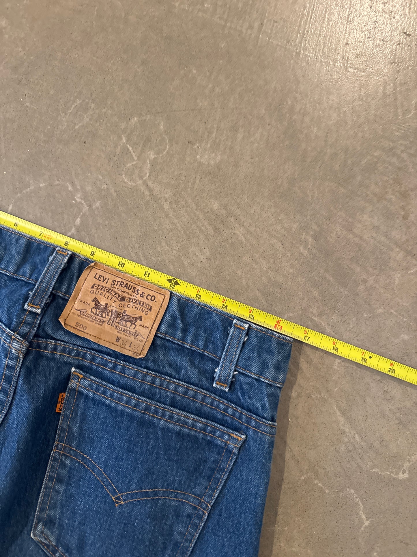 Vintage Levi’s 506 Orange Tab Regular Fit Dark Washed Blue Denim Jeans
