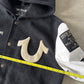 True Religion Black Patch Logo Wool Blend Bomber Jacket