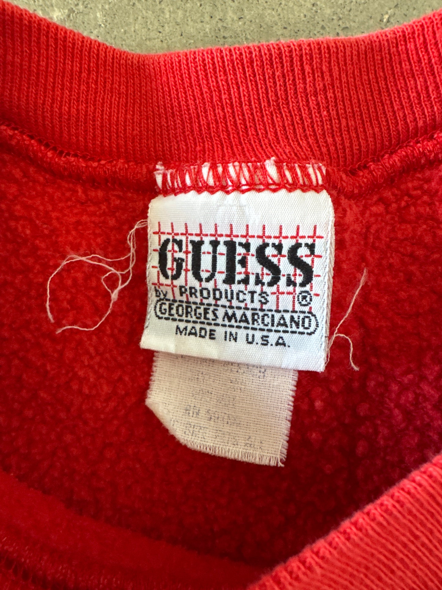 Vintage 1989 Guess USA Goes First Class Cropped Sweatshirt