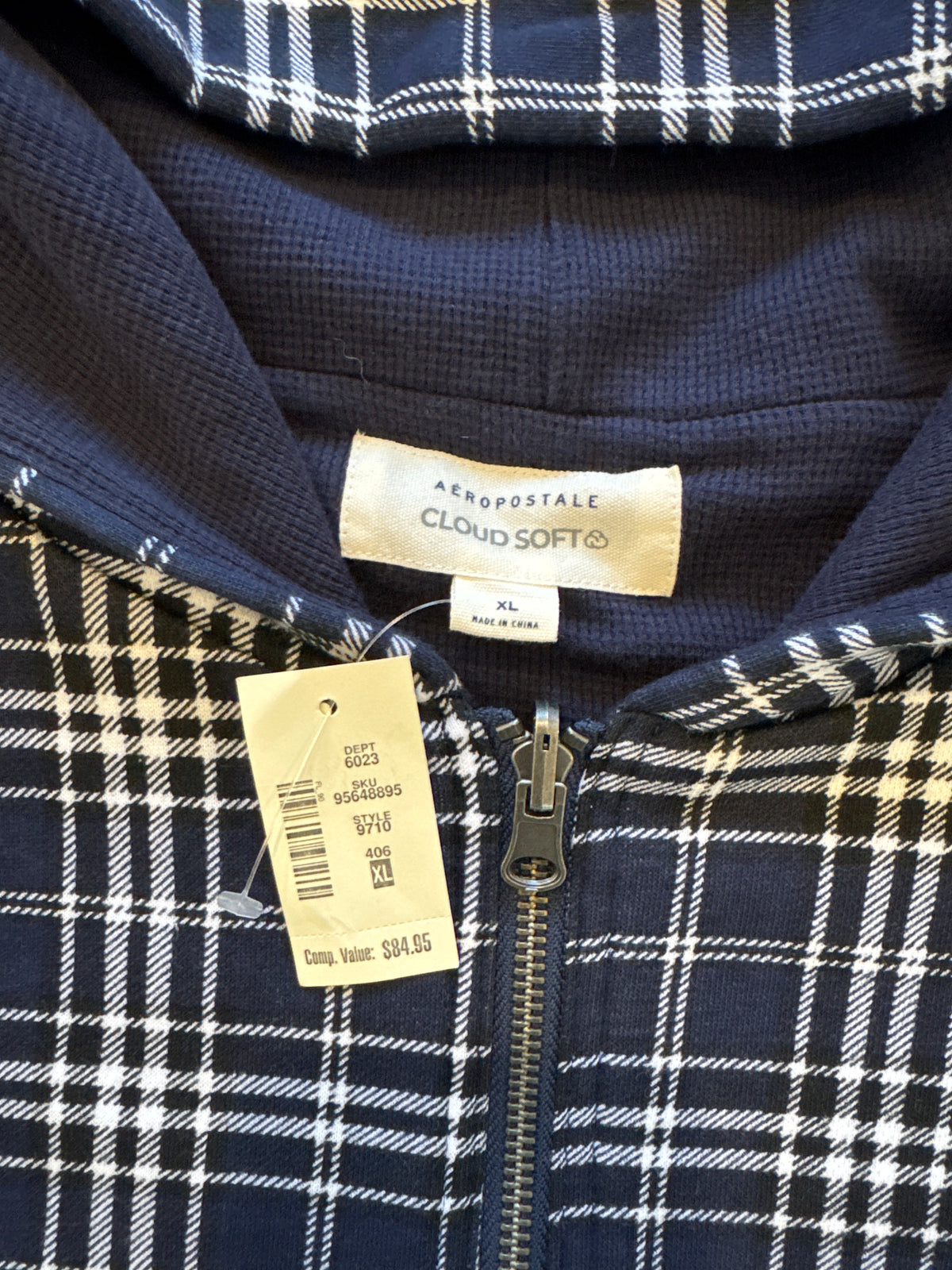 Aeropostale Cloud Soft Plaid Reversible Boxy Full-Zip