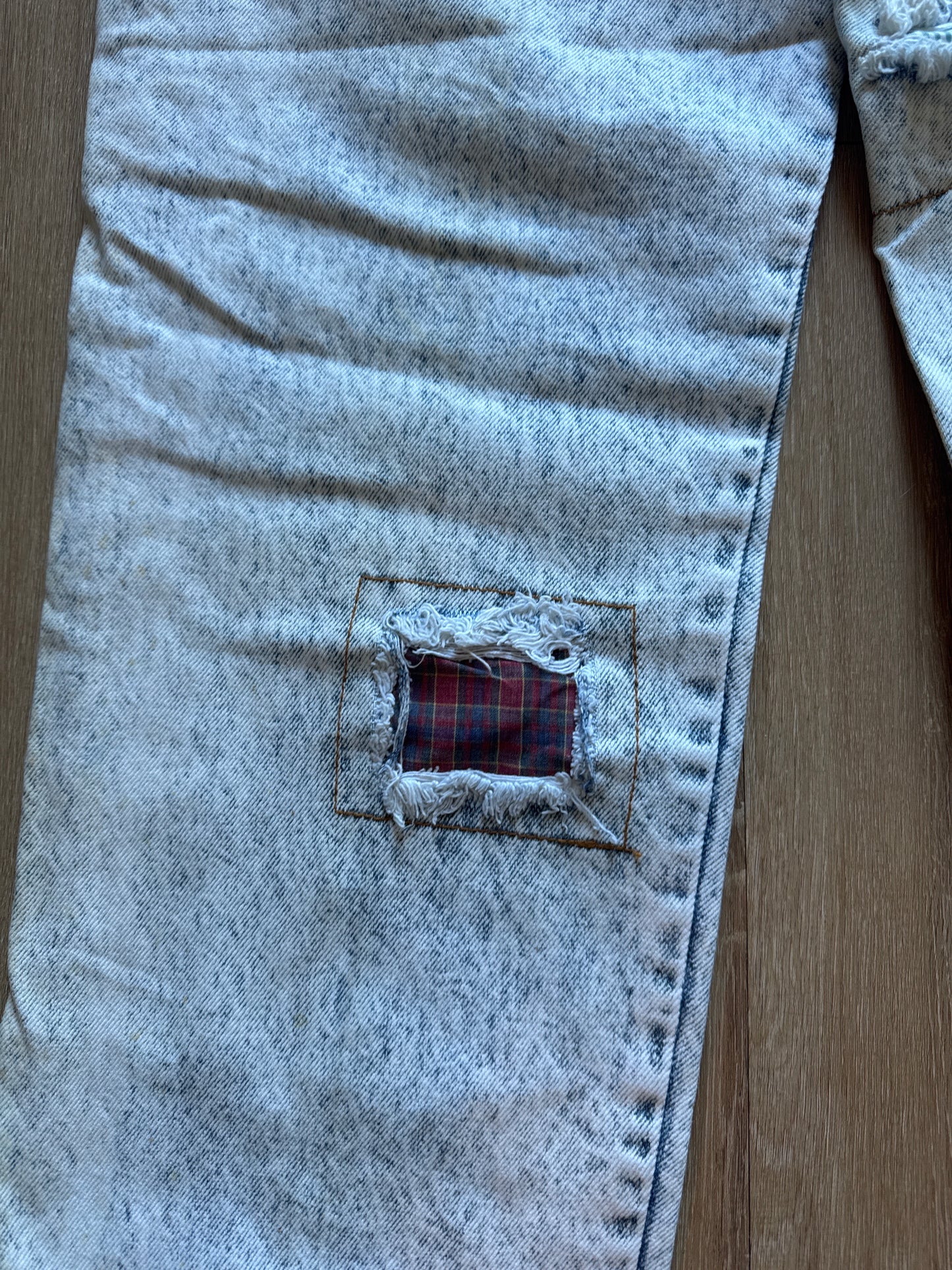 Vintage 90s B-29 Bomber Malcolm X By Ant Means Necessary Light Washed Denim Patched Jeans