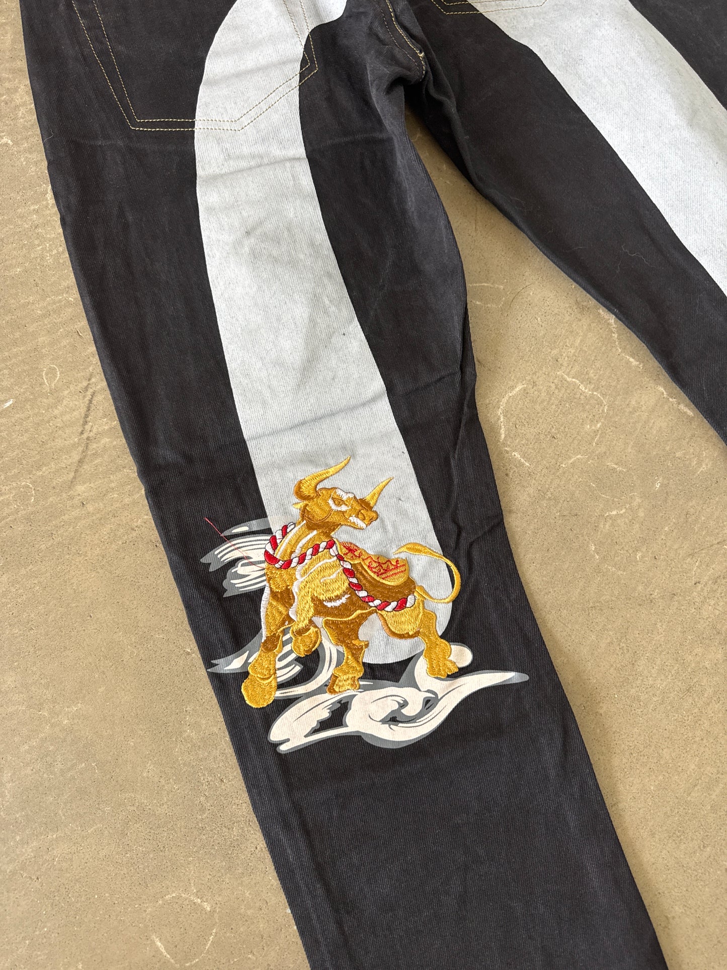 Evisu Embroidered Gray Bull Selvedge Japanese Denim Jeans