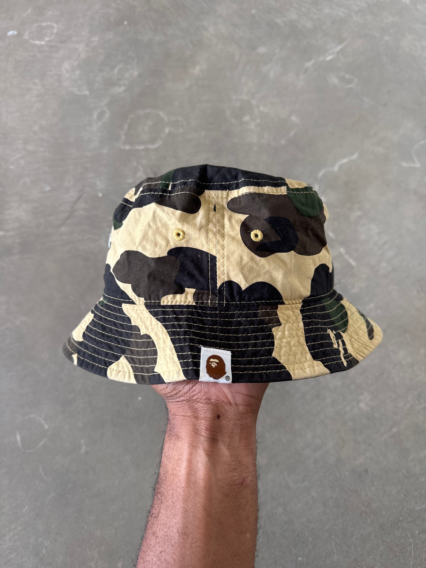 A Bathing Ape Bape 1st Camo Apehead Nylon Crusher Bucket Hat