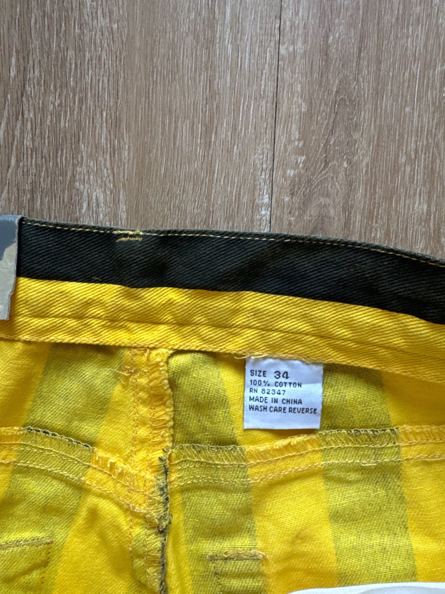 Vintage 90s Zip Code Jeanswear Funky Will Smith Fresh Prince Of Bel-Air Stripe Yellow Black Pants