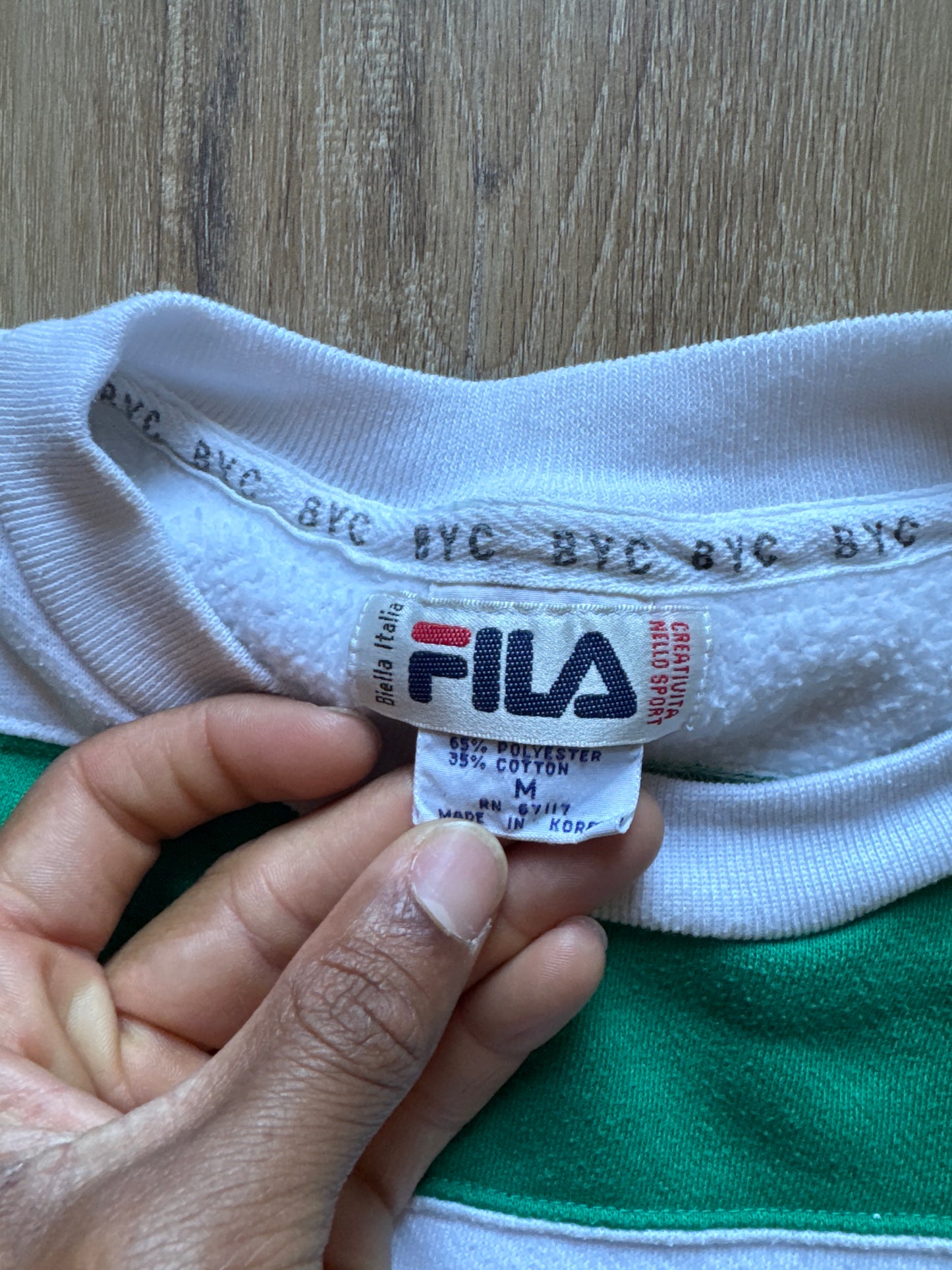 Vintage Fila Embroidered Logo Striped Sweatshirt