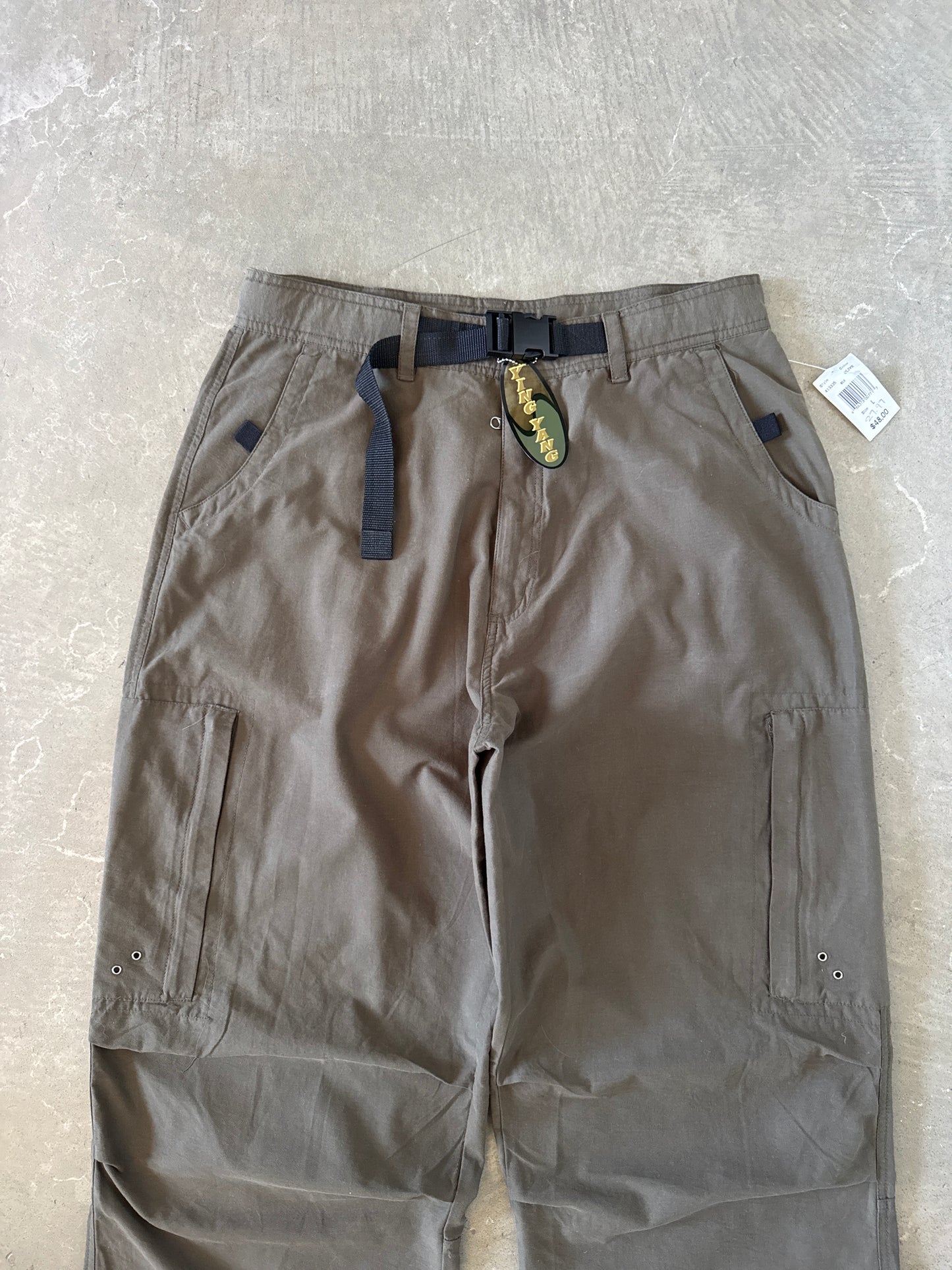 Vintage Y2K Ying Yang Baggy Olive Green Hiking Pants