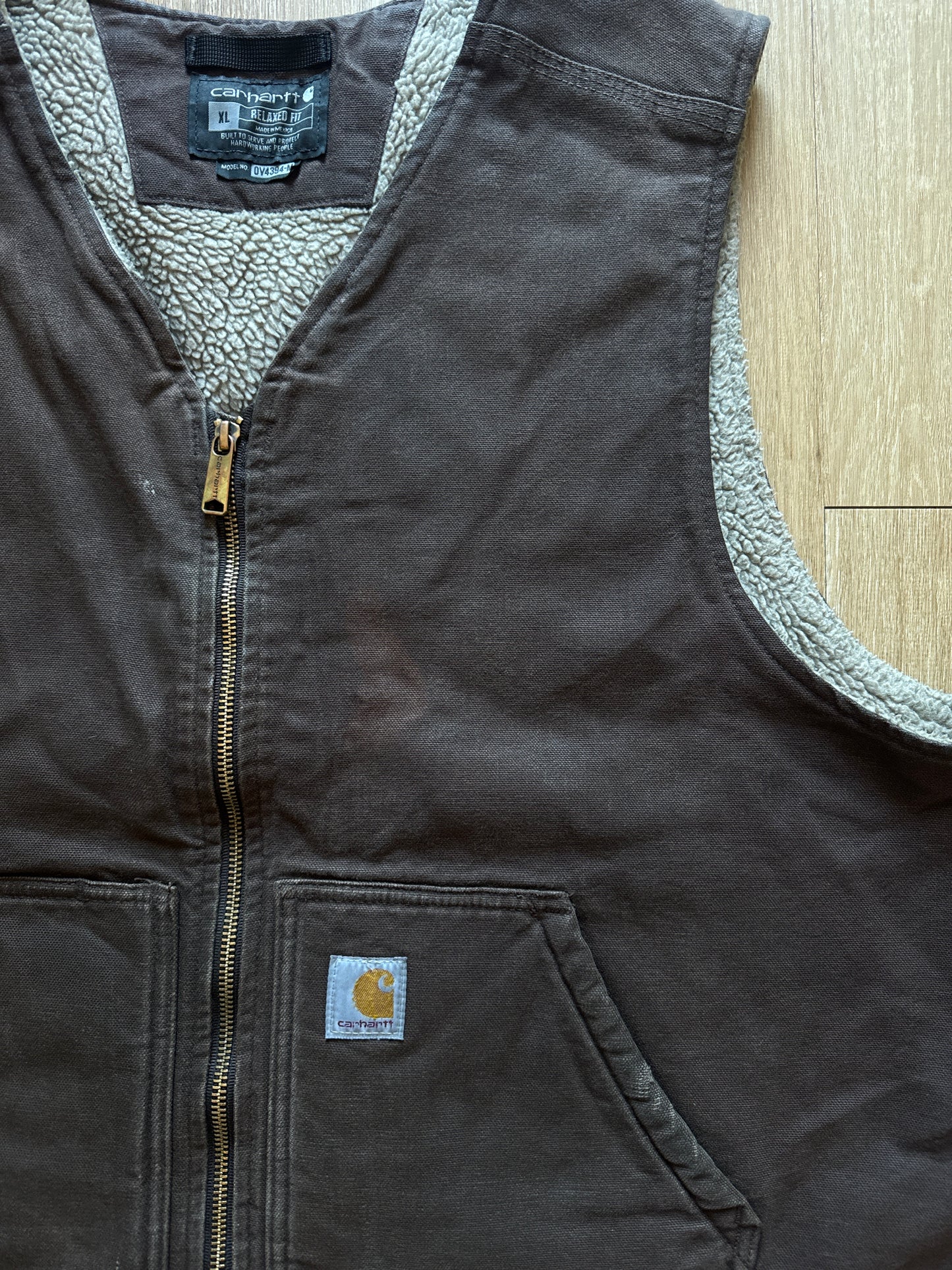 Carhartt Relaxed Fit Brown Sherpa Lined Vest