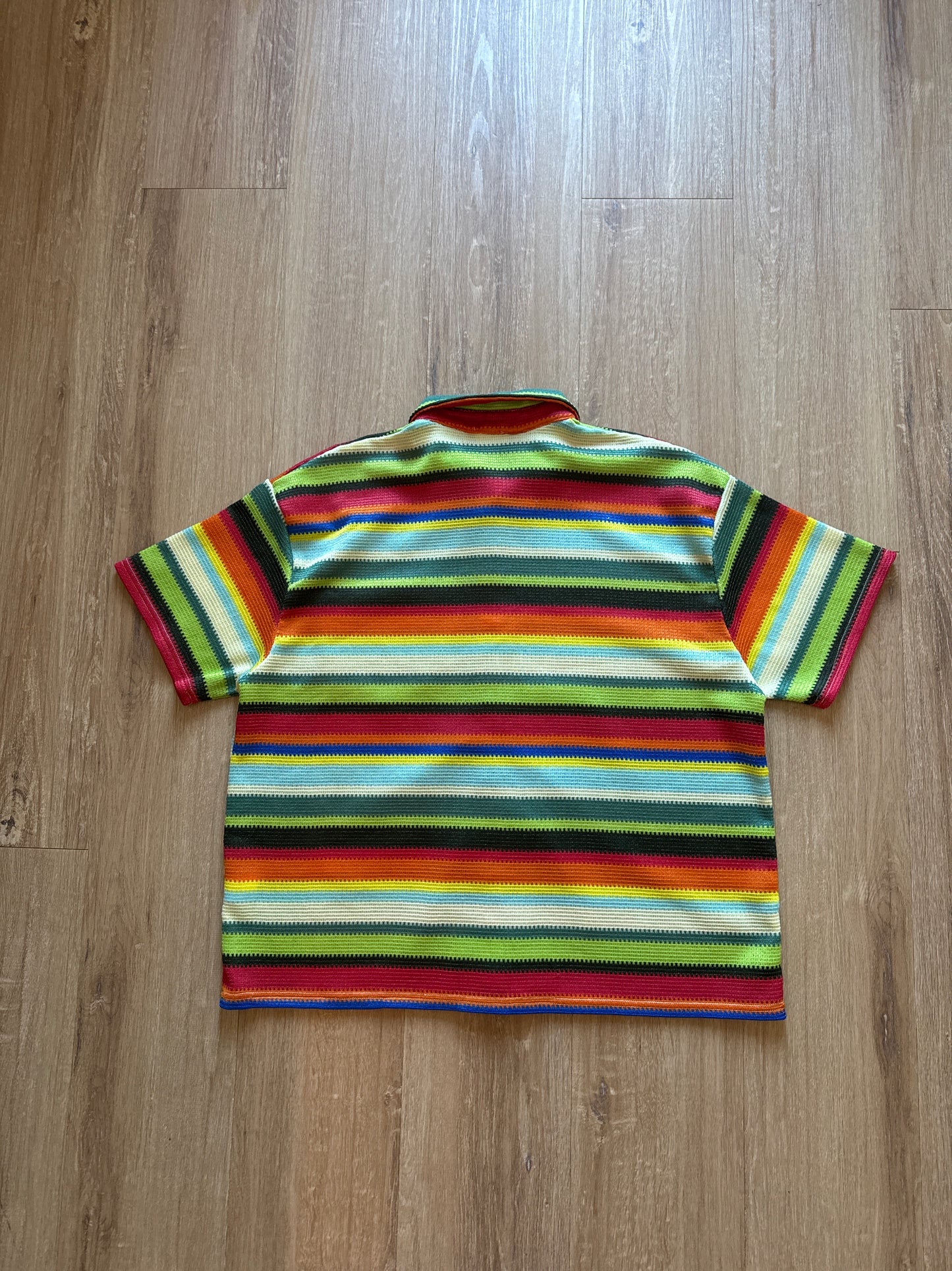 Le Lis Collection Knitted Striped Multi Color Button Up Shirt