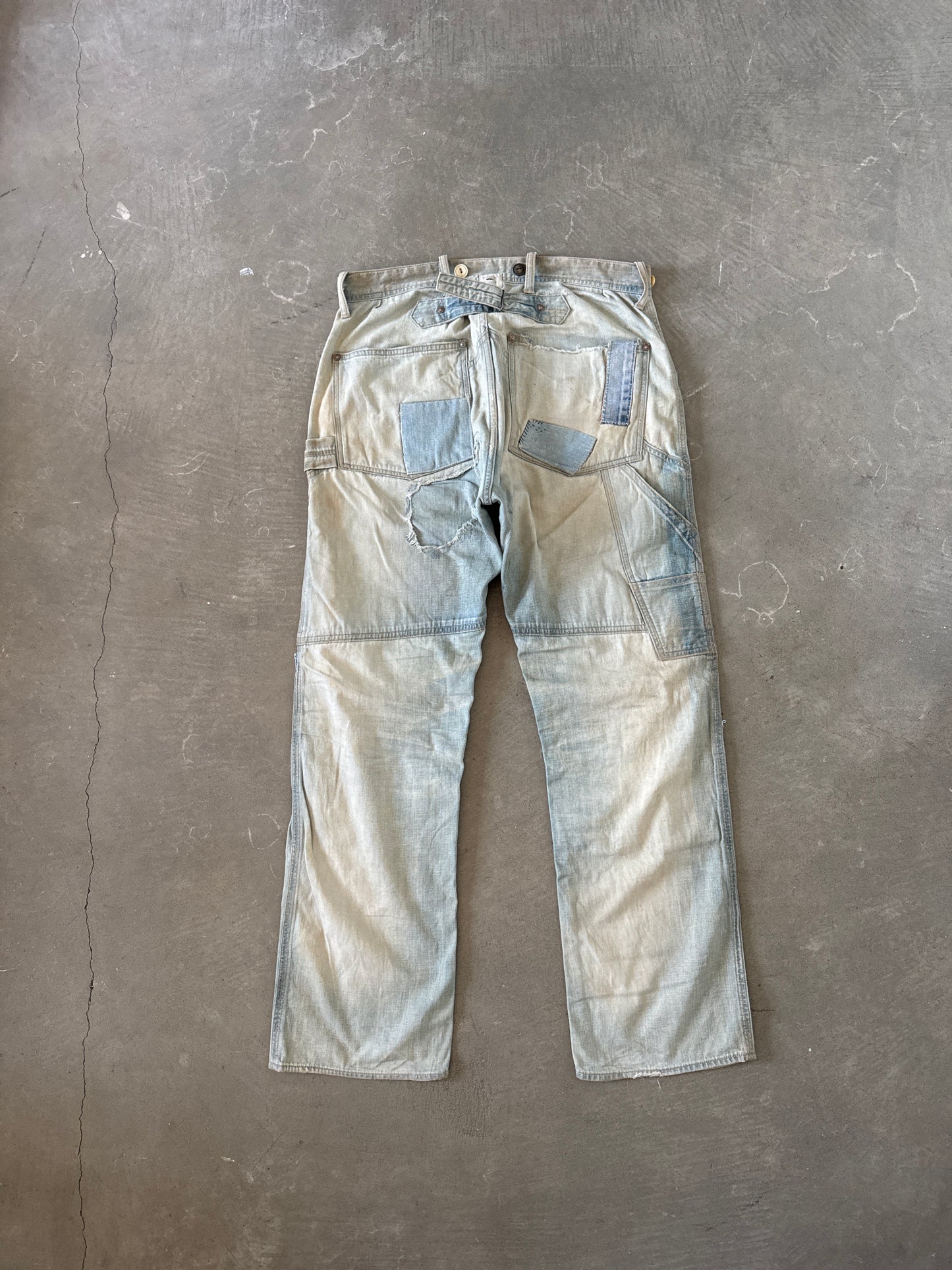 RRL by Polo Ralph Lauren Indigo Distressed Patchwork Selvedge Denim Jeans