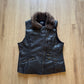 Vintage Y2K Dots Women’s Leather Feather Zip Up Vest Jacket