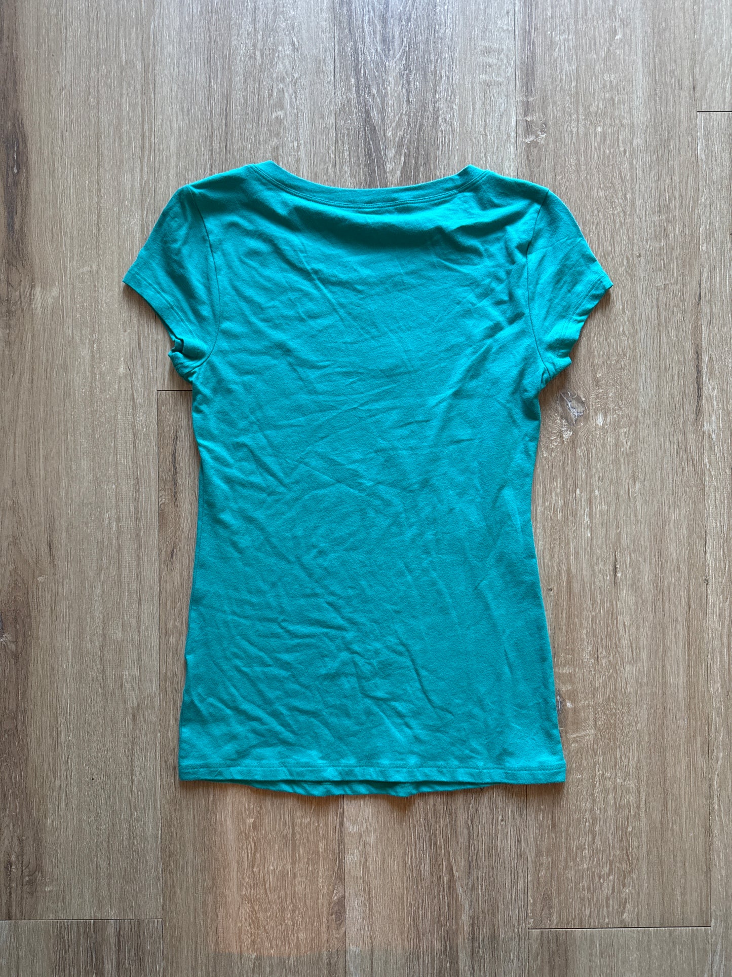 Y2K Women’s Bebe Bedazzled Teal Blue Logo Tee