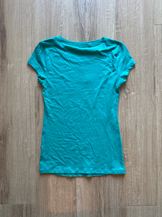 Y2K Women’s Bebe Bedazzled Teal Blue Logo Tee