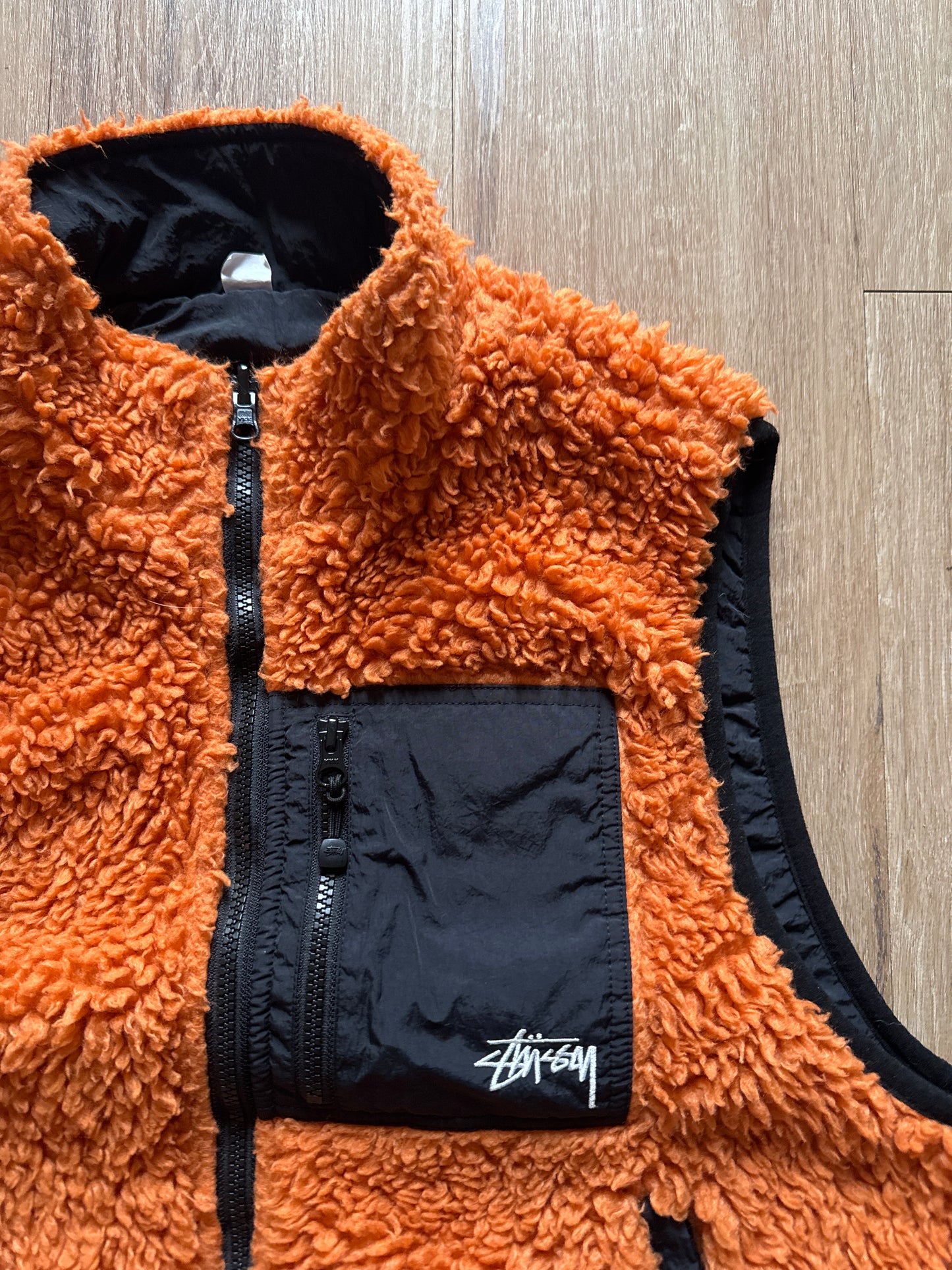 Stussy Sherpa Reversible Tangerine Vest