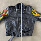 Vintage Real Leather Double Rider Flame Biker Jacket