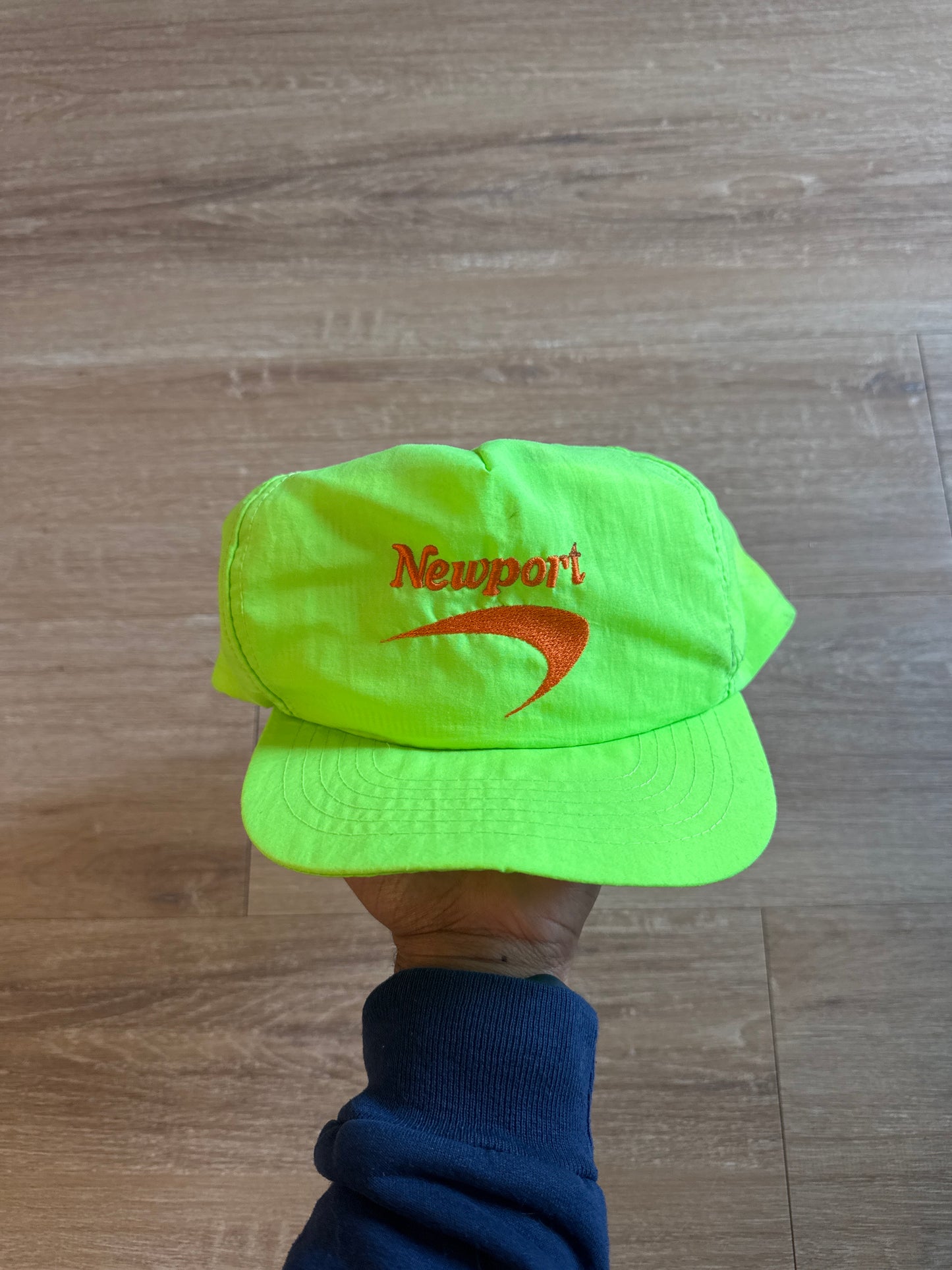 Vintage Newport Embroidered Logo Neon Green Snapback Hat