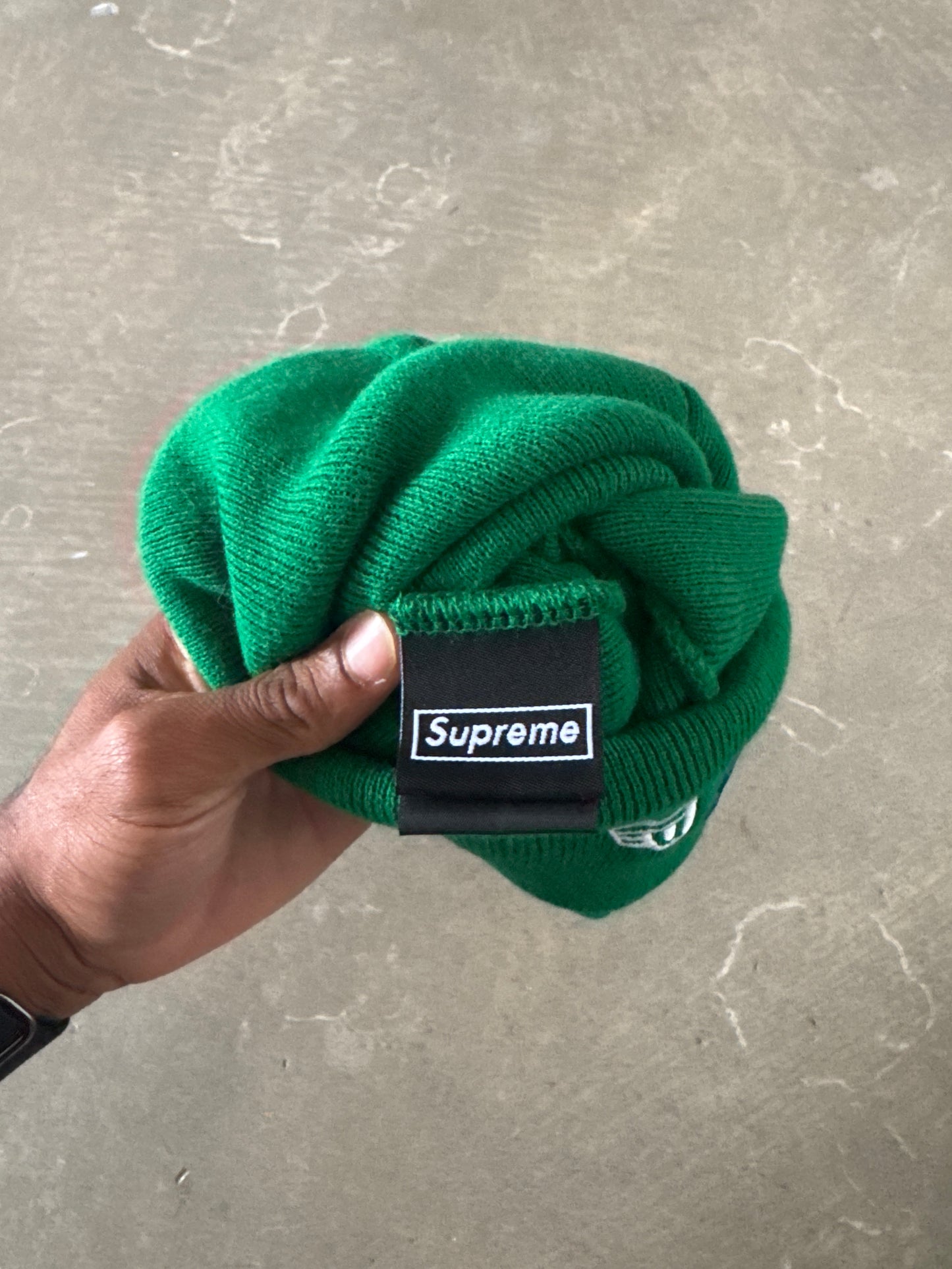Supreme New Era Old English Green Beanie