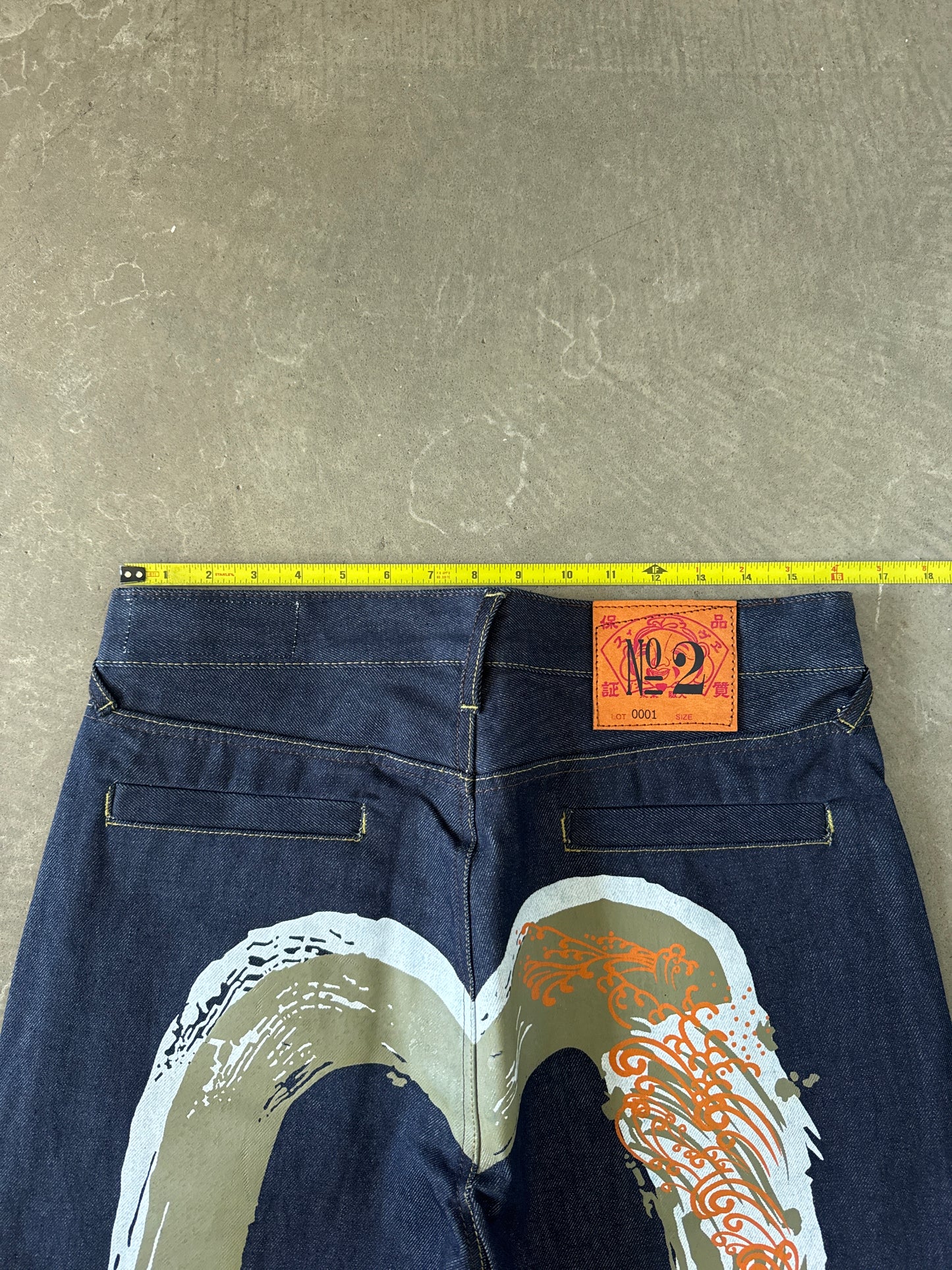 Evisu Japanese Brown Wave Art Selvedge Denim Jeans