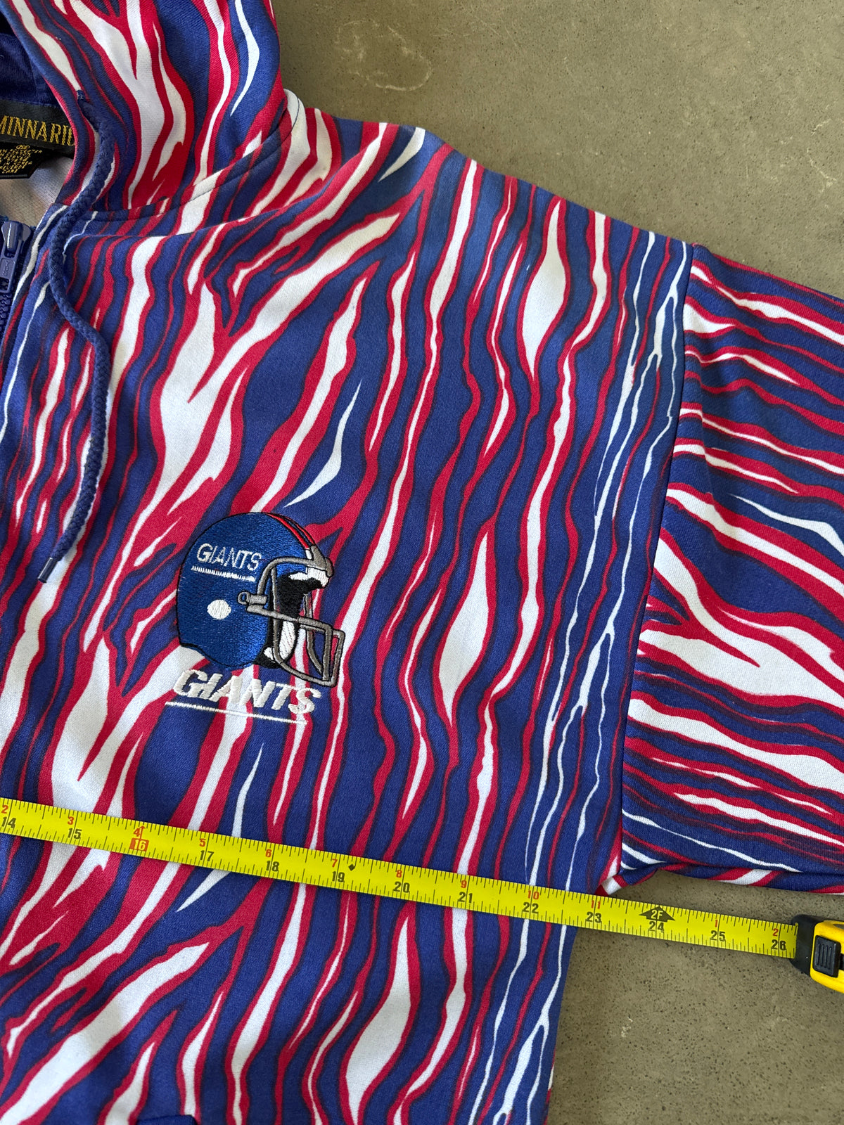 Vintage 90s New York Giants Zebra Hooded Zip Up