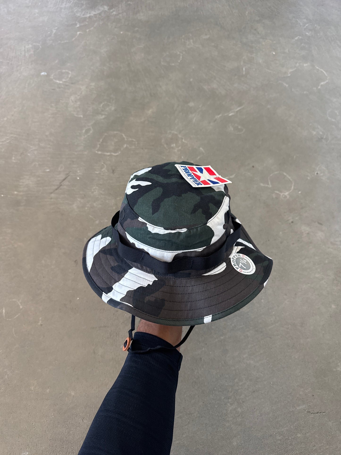 Vintage Propper U.S. Military Woodland Camo Boonie Bucket Hat
