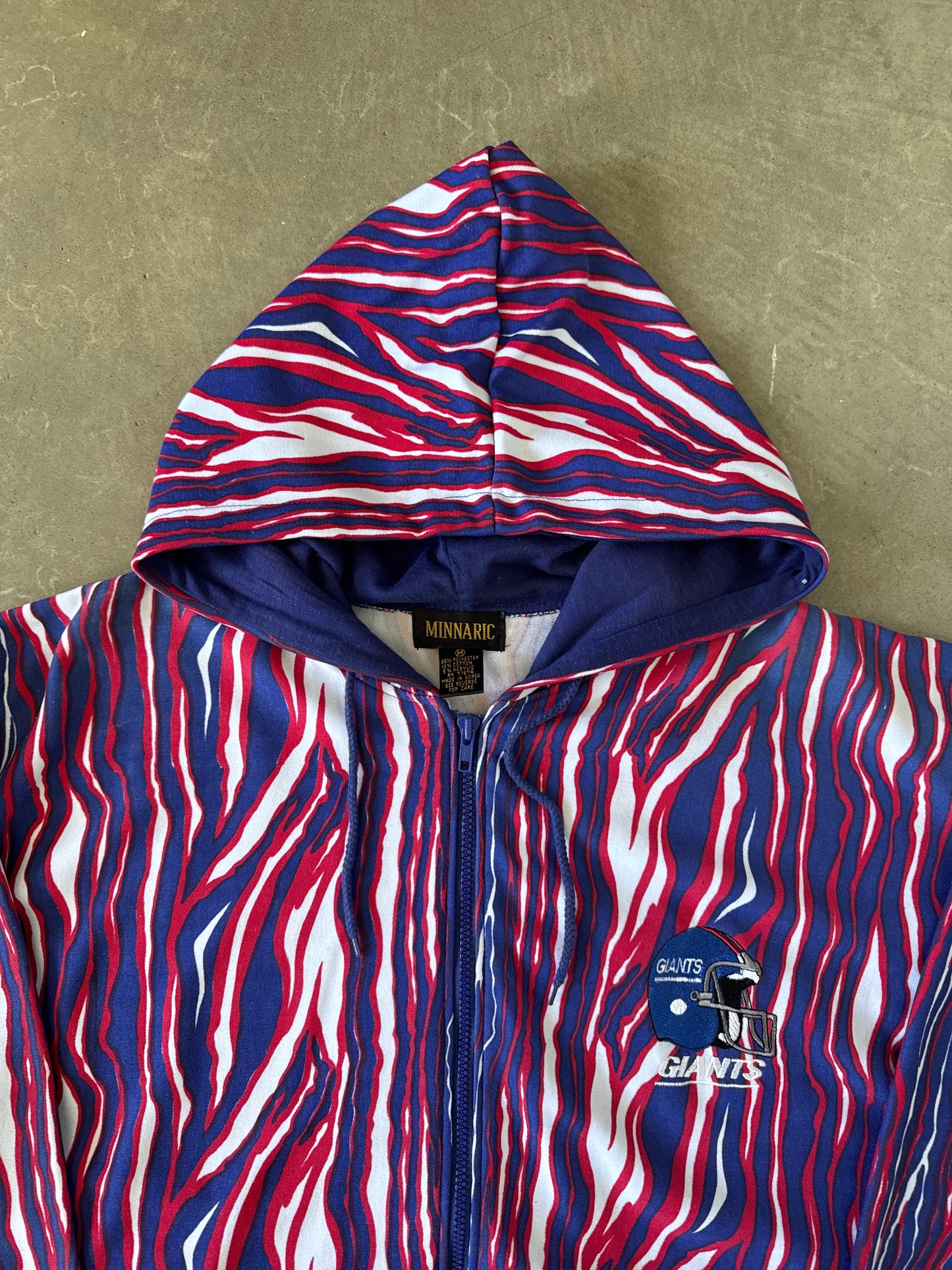 Vintage 90s New York Giants Zebra Hooded Zip Up