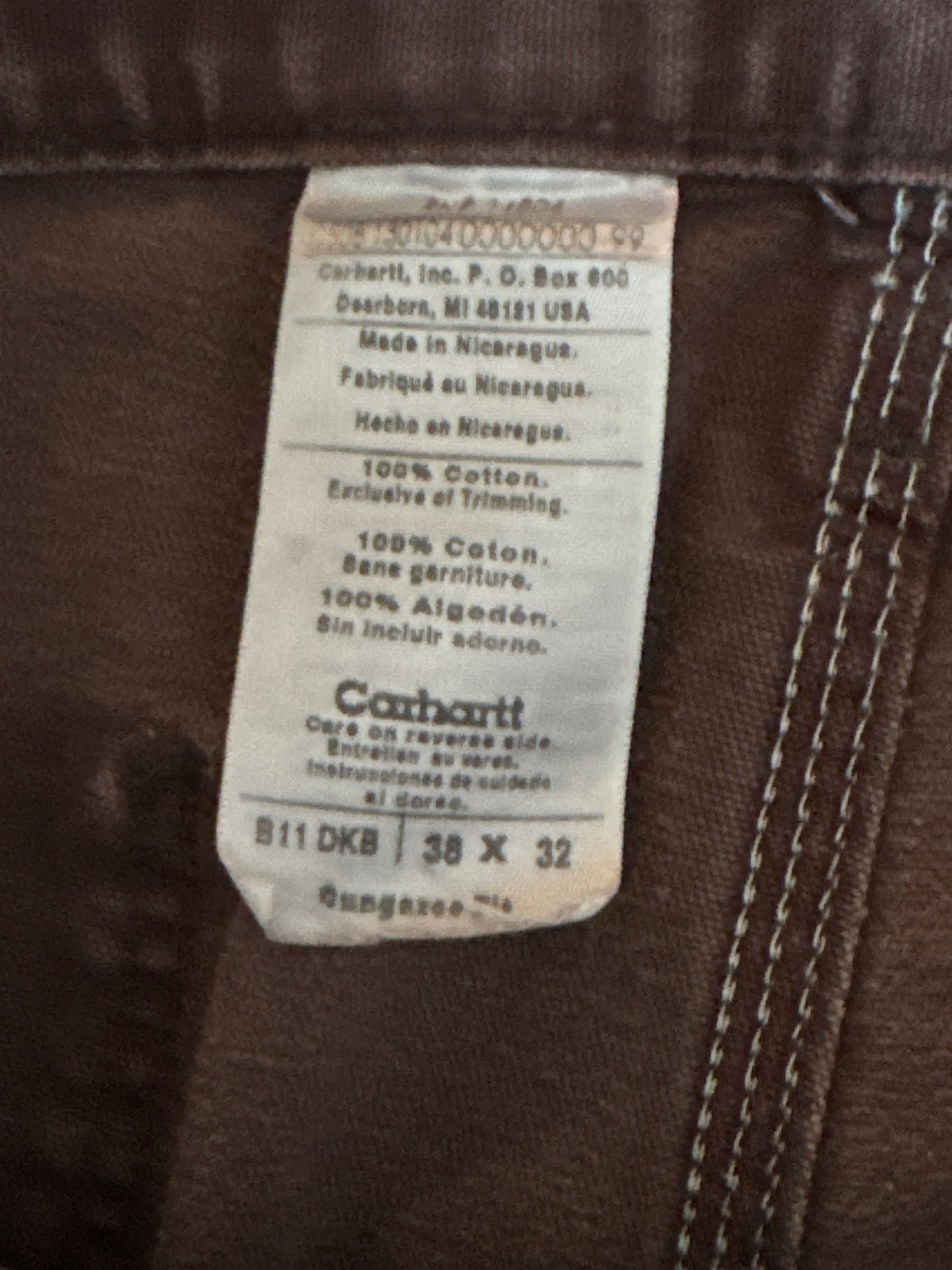 Vintage Carhartt Faded Distressed Brown Dungaree Fit Carpenter Pants