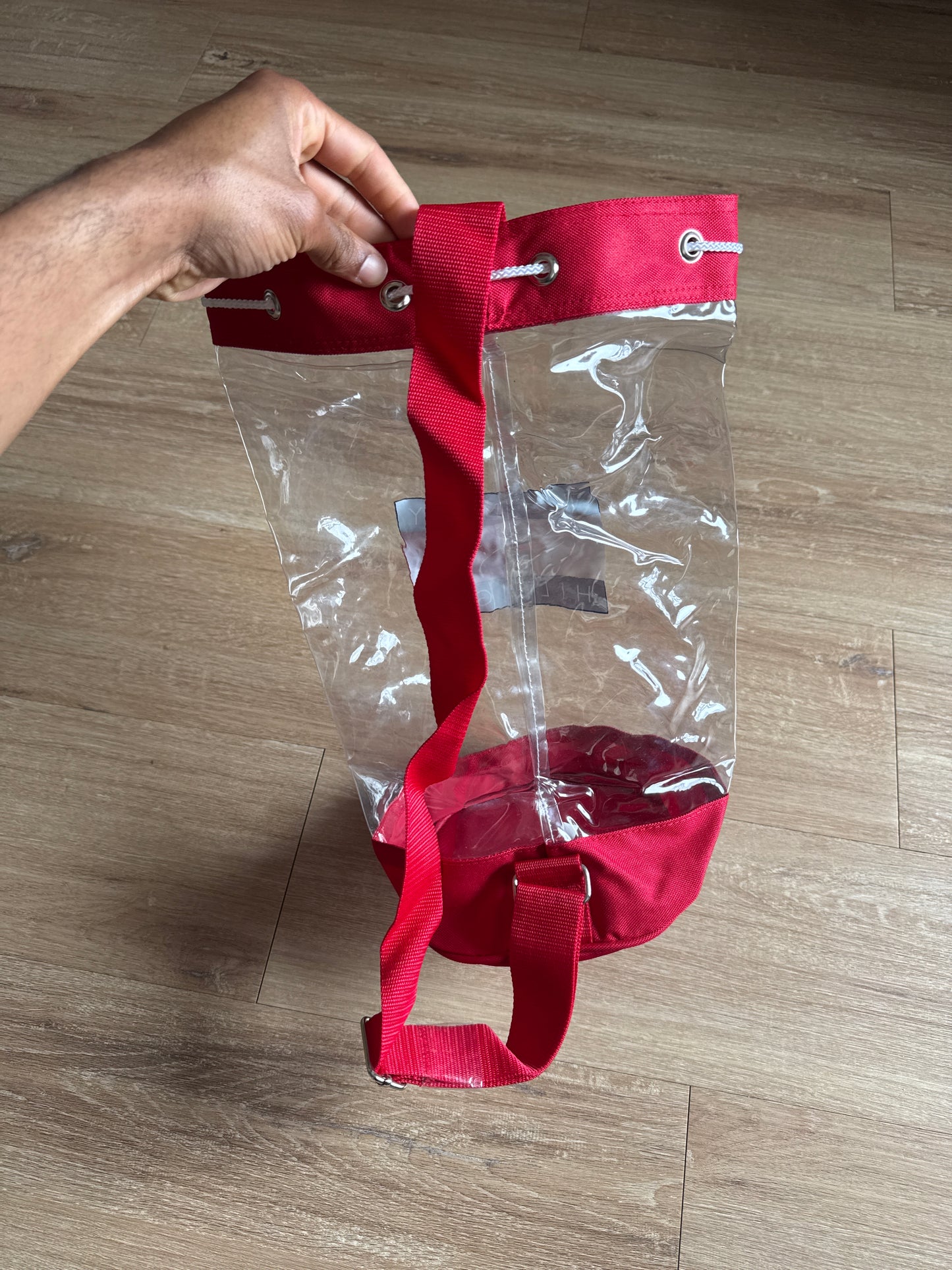 Vintage Tommy Hilfiger Clear Towel Drawstring Tote Shoulder Bag Backpack