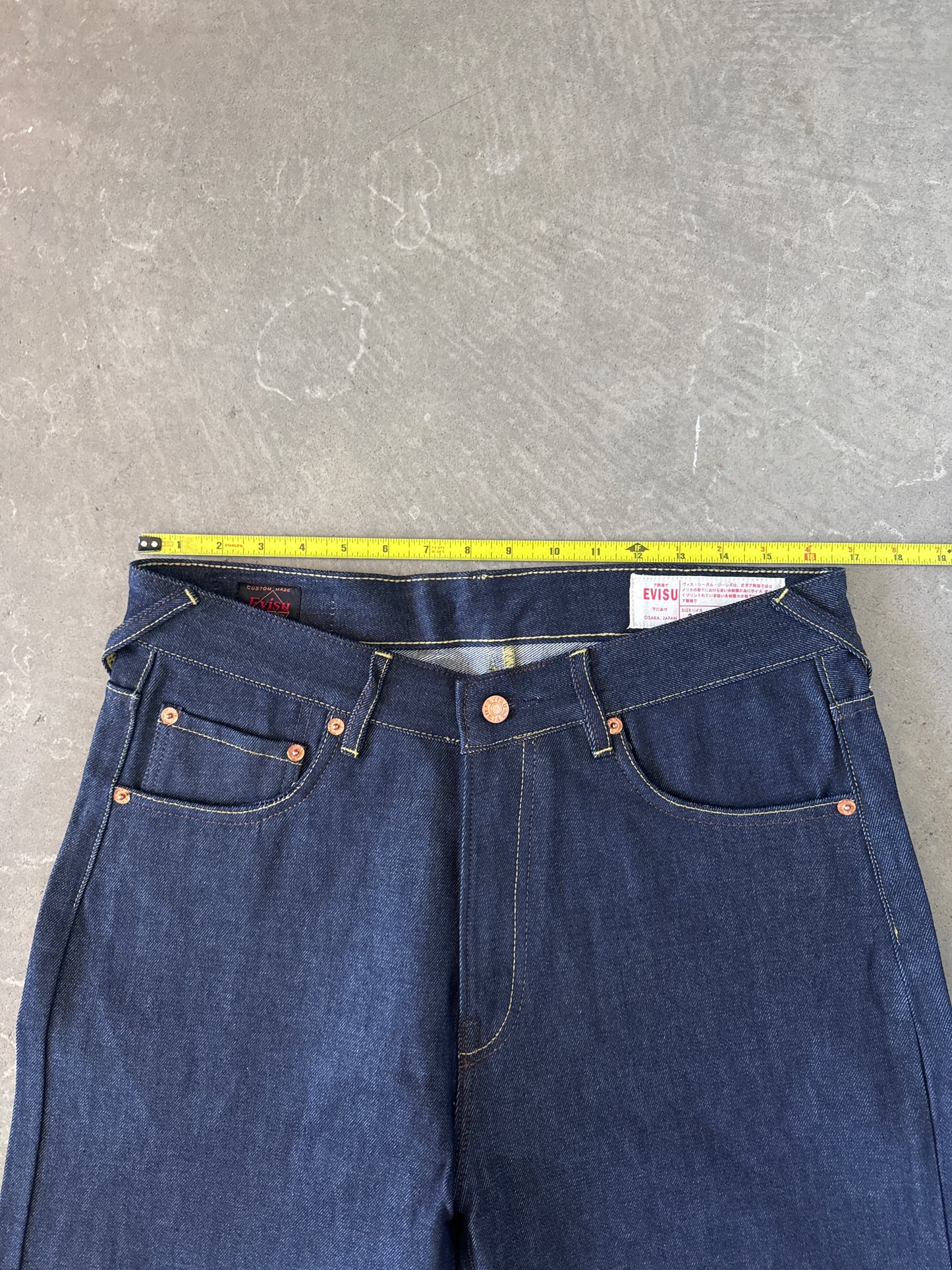 Evisu Embroidered Japanese Grey Dog Art Salvage Denim Jeans