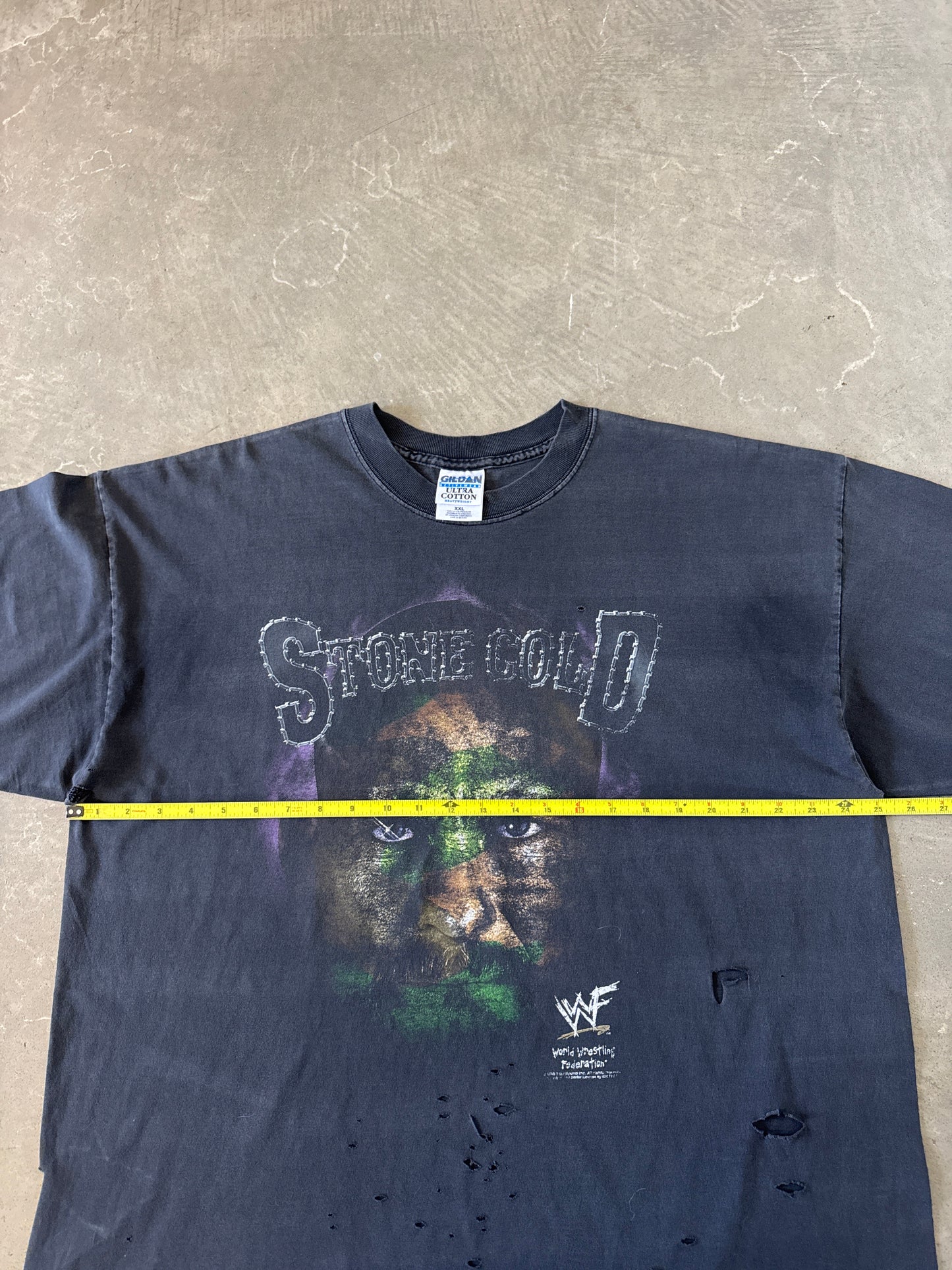 Vintage WWF 1998 Stone Cold Steve Austin Camo Face Distressed Tee