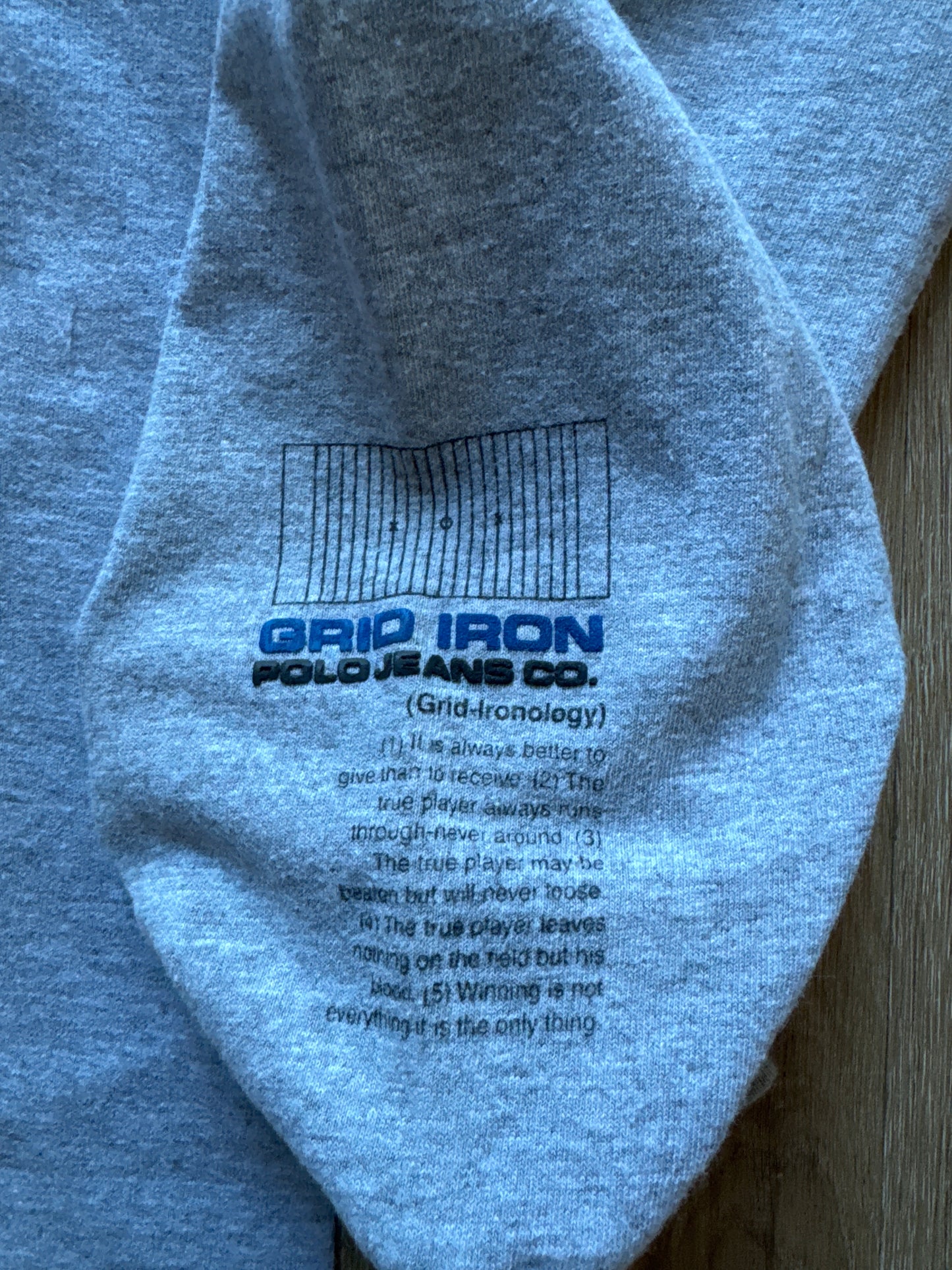 Vintage Ralph Lauren Polo Jeans Co. Grid Iron Ironology Long Sleeve Tee