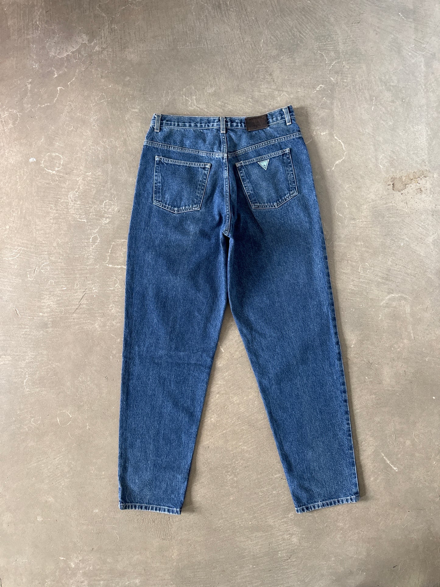 Vintage 90s Guess Jeans Pascal Loose Fit Tapered Leg Dark Washed Denim Jeans