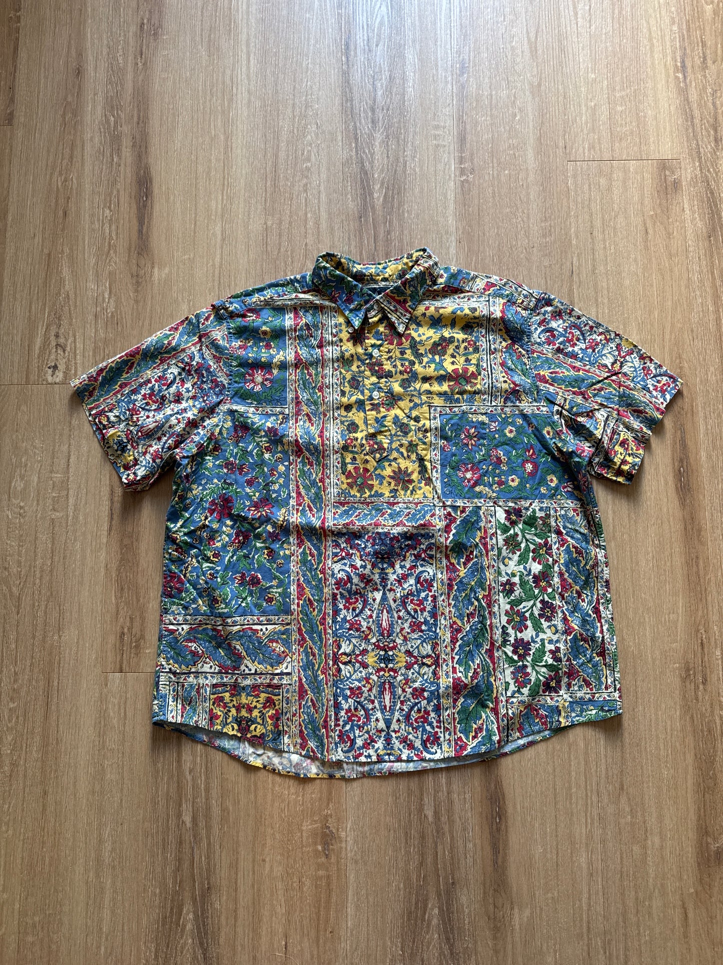 Vintage Polo Ralph Lauren Floral Psychedelic All Over Print Pocket Quater Button Up Short