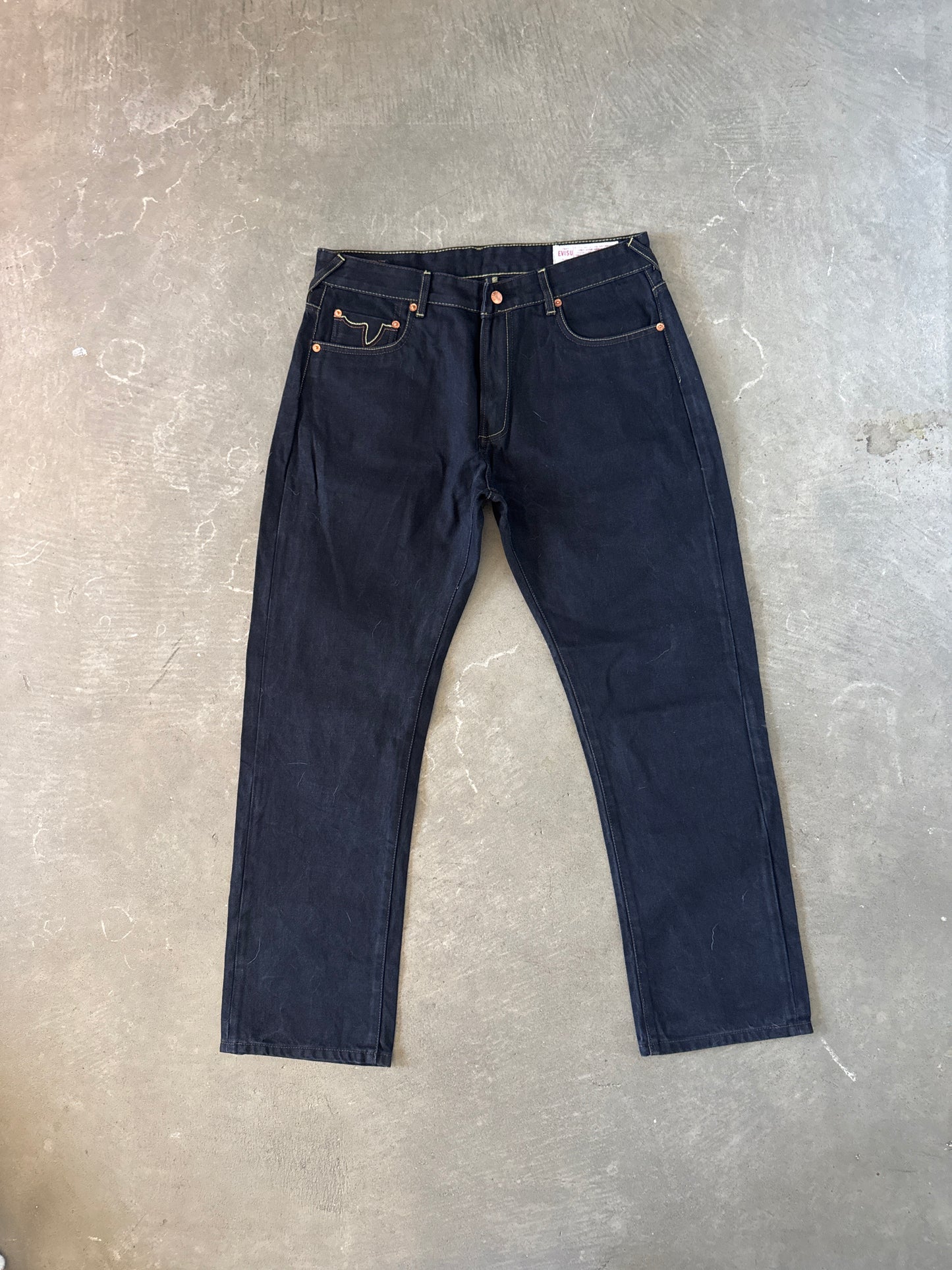 Evisu Embroidered White Bull Selvedge Japanese Denim Jeans