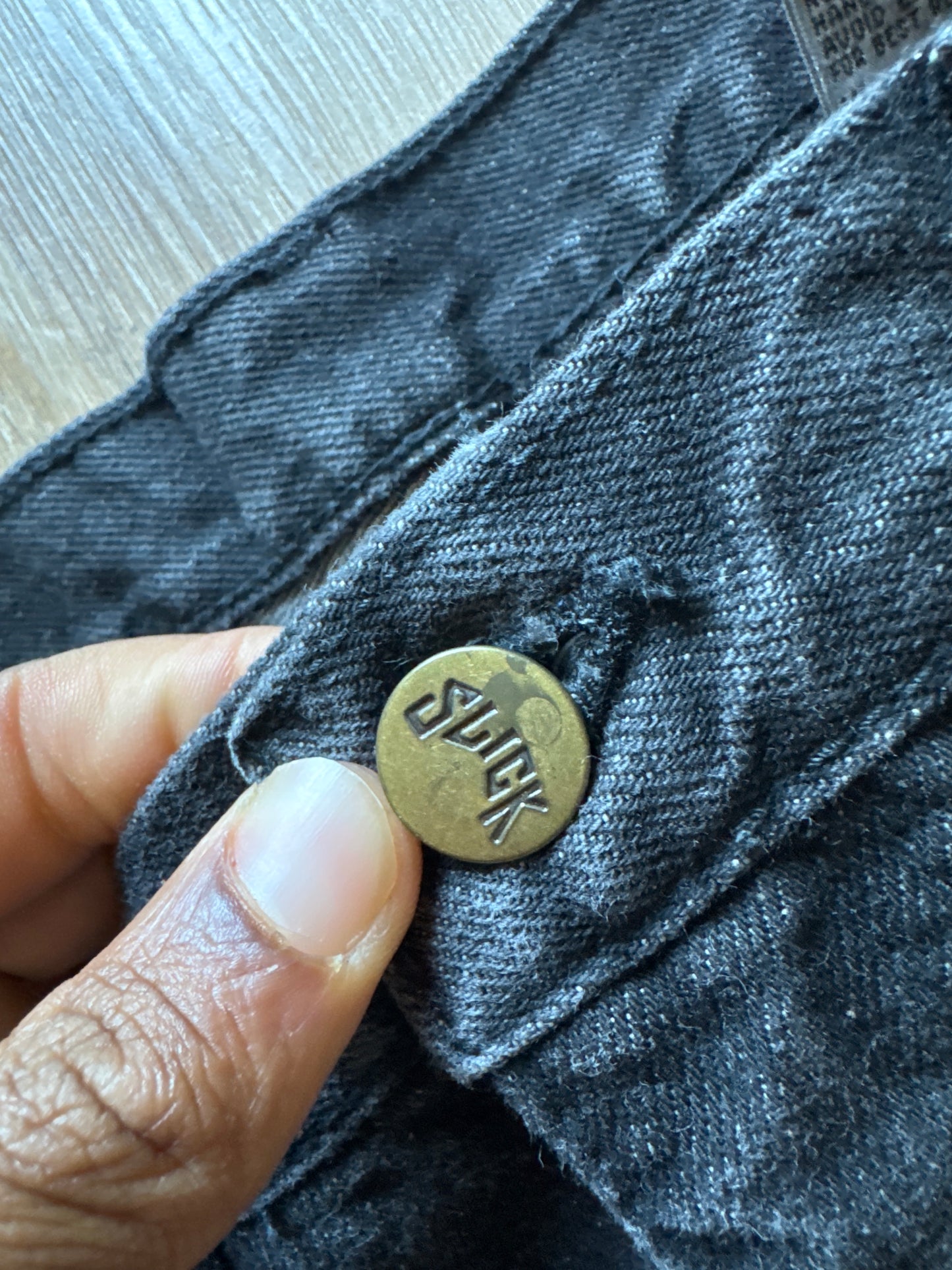 Vintage Slick Work In Progress Embroidered Patchwork Faded Black Denim Jeans