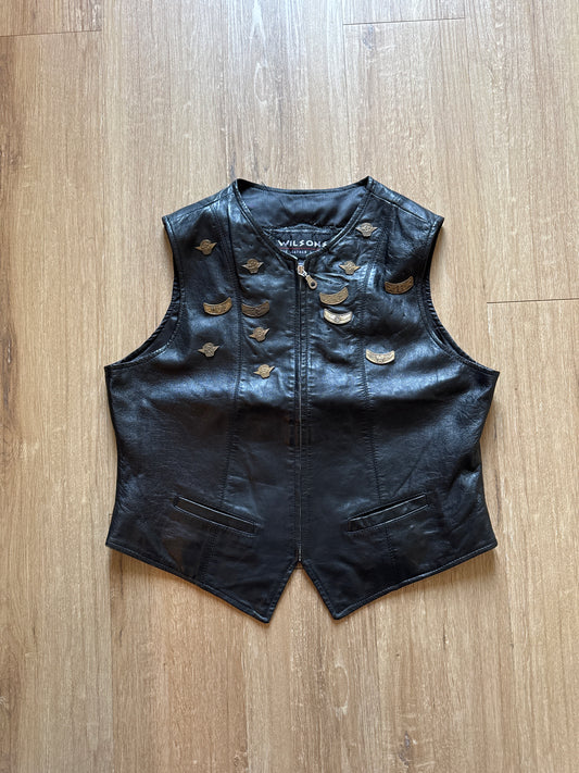 Vintage Wilson The Leather Experts Ladies Of Harley Davidson Patch Leather Vest