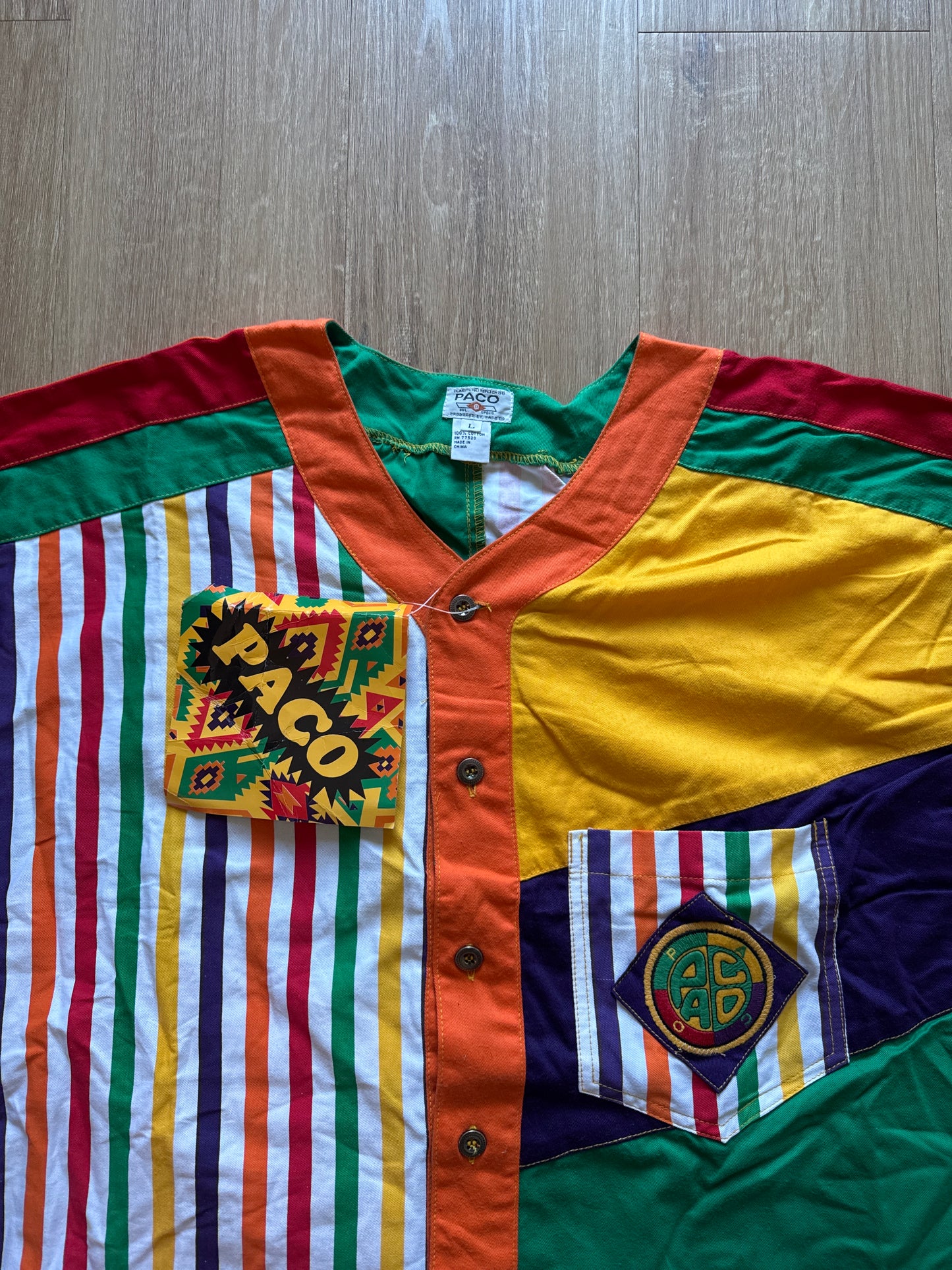 Vintage 90s Paco Funky Will Smith Fresh Prince Of Bel-Air Pocket Logo Button Up Shirt